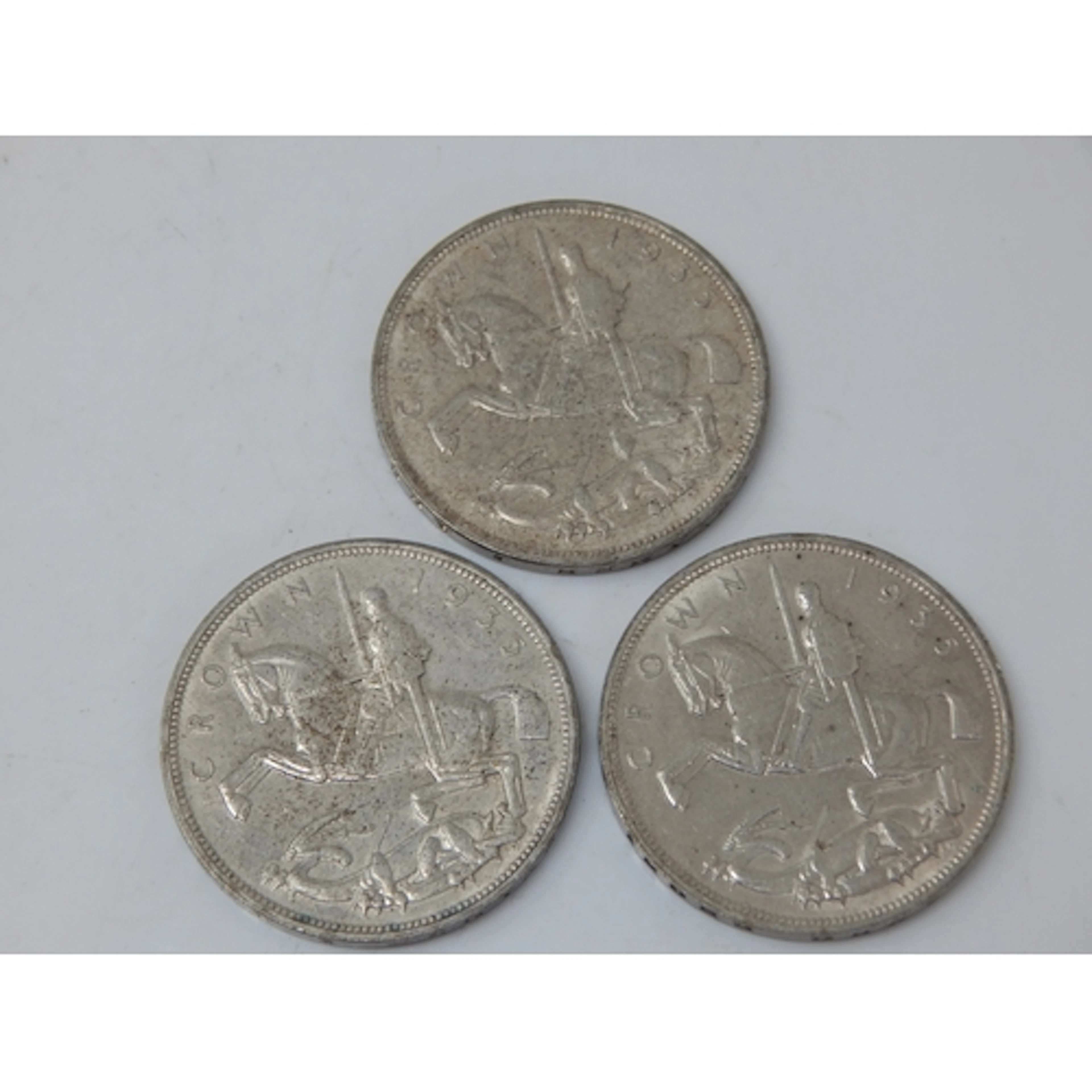 3 x George V Silver Rocking Horse Crowns 1935