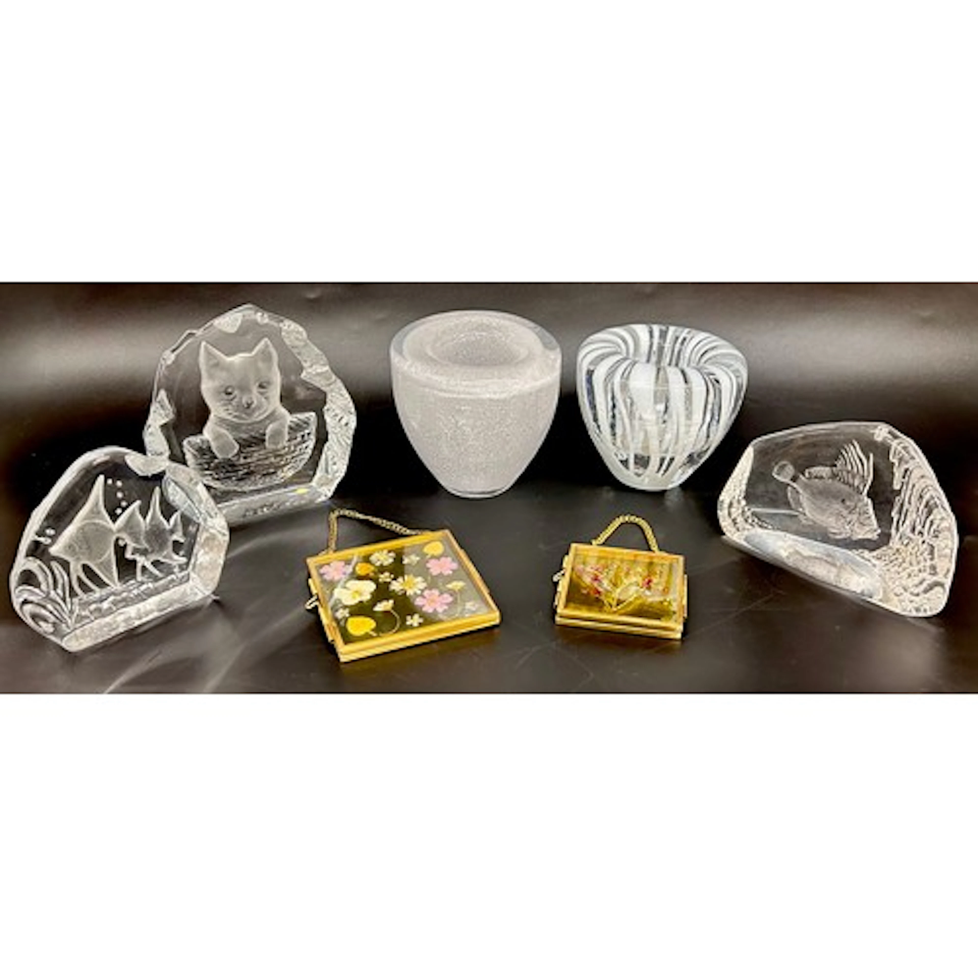 Collection of glass including two Nybro of Sweden animal pap...
