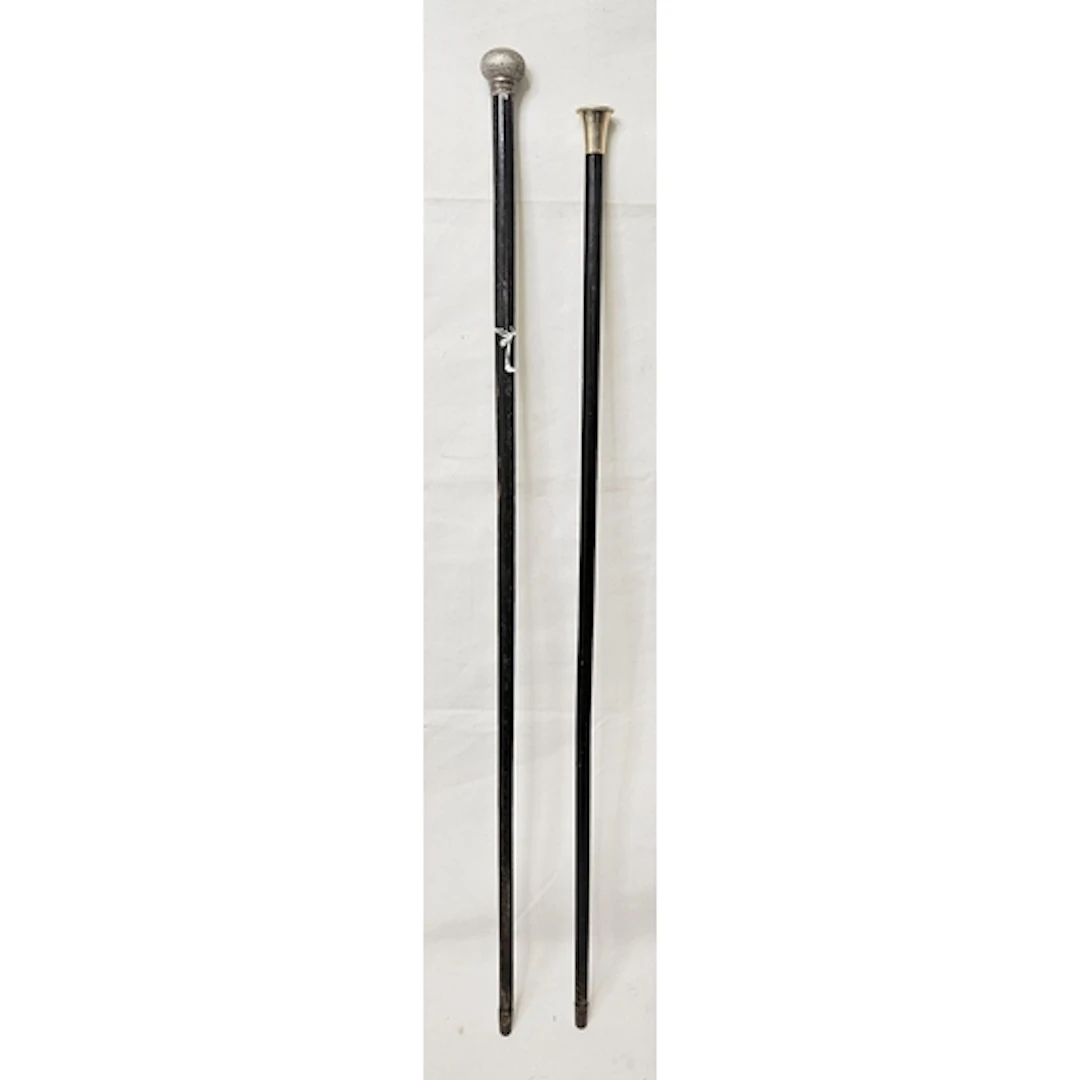 Silver Topped Ebonised Antique Evening Cane A/f to tip & whi...