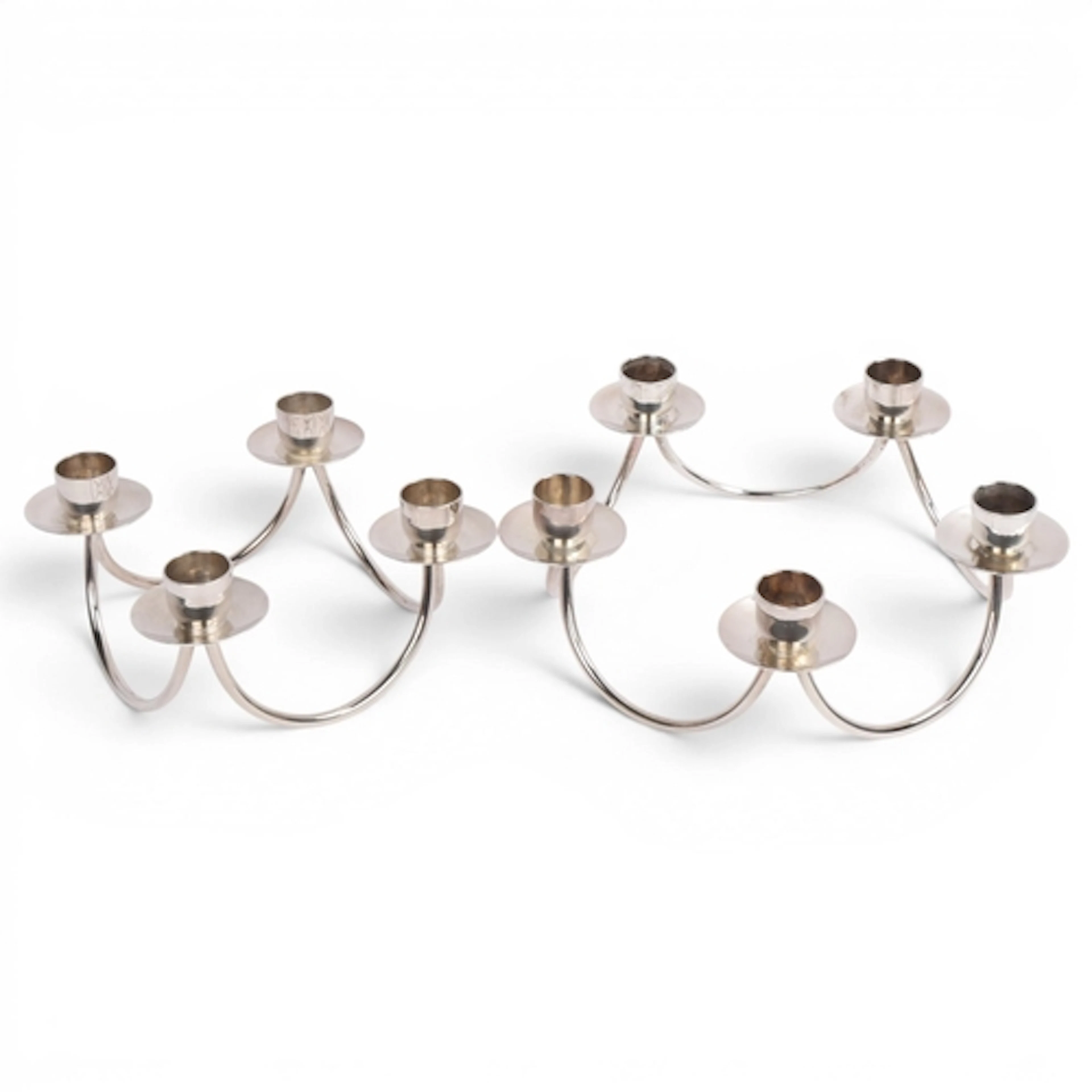 Berg, Denmark, two silver plated candle holder rings, makers...