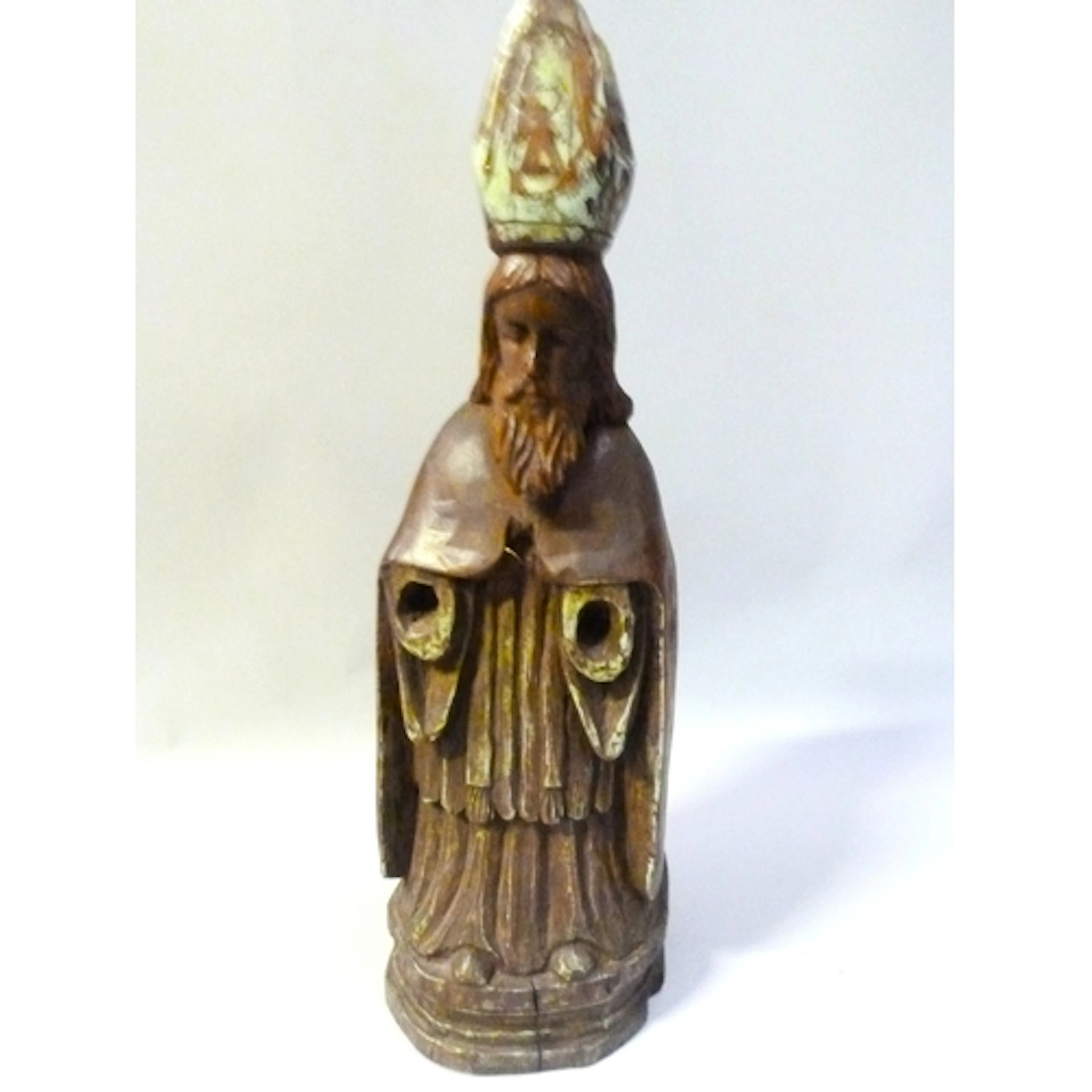 Painted wood carved religious sculpture modelled as an 18th ...