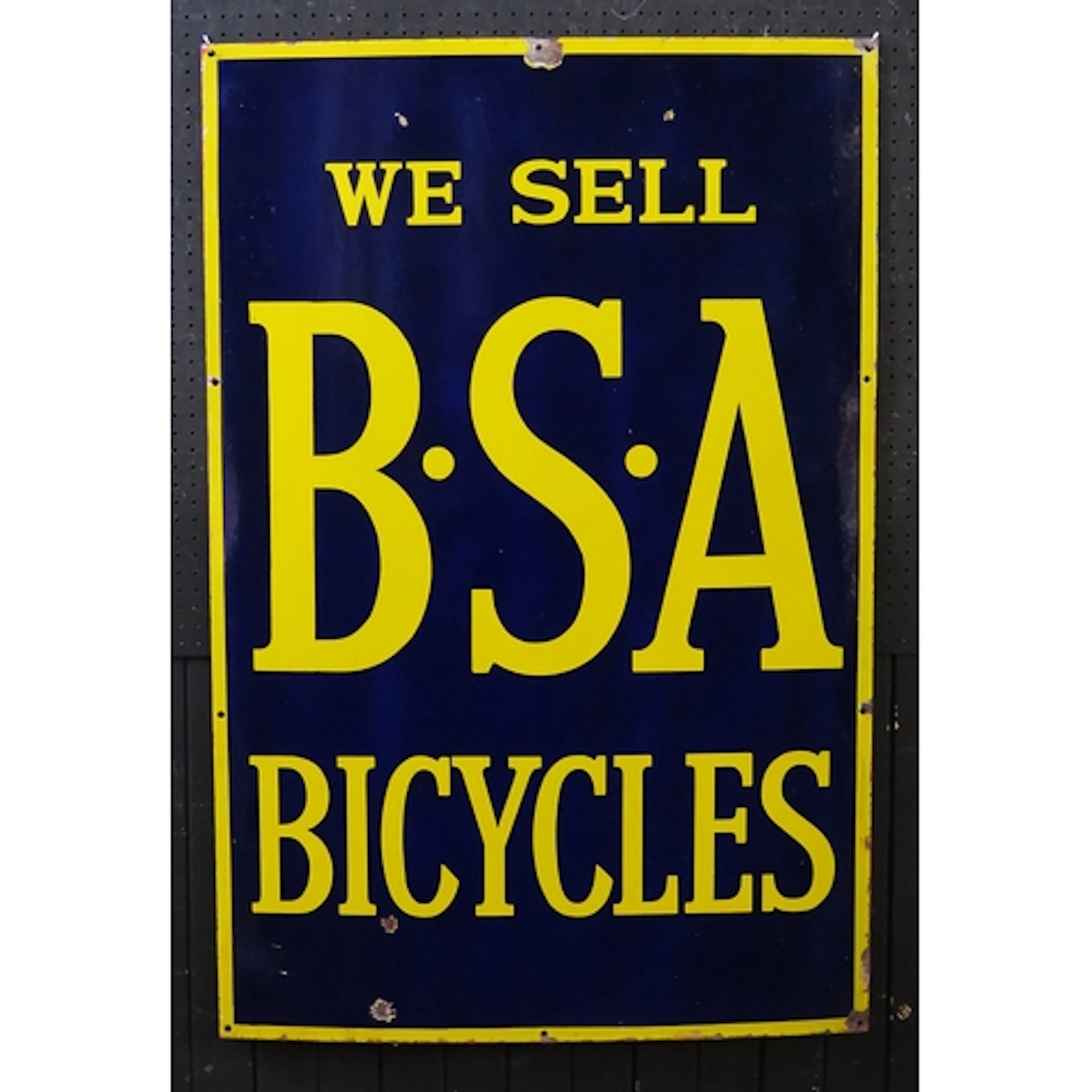 "We Sell B.S.A Bicycles" - an enamel advertising sign, 107cm...