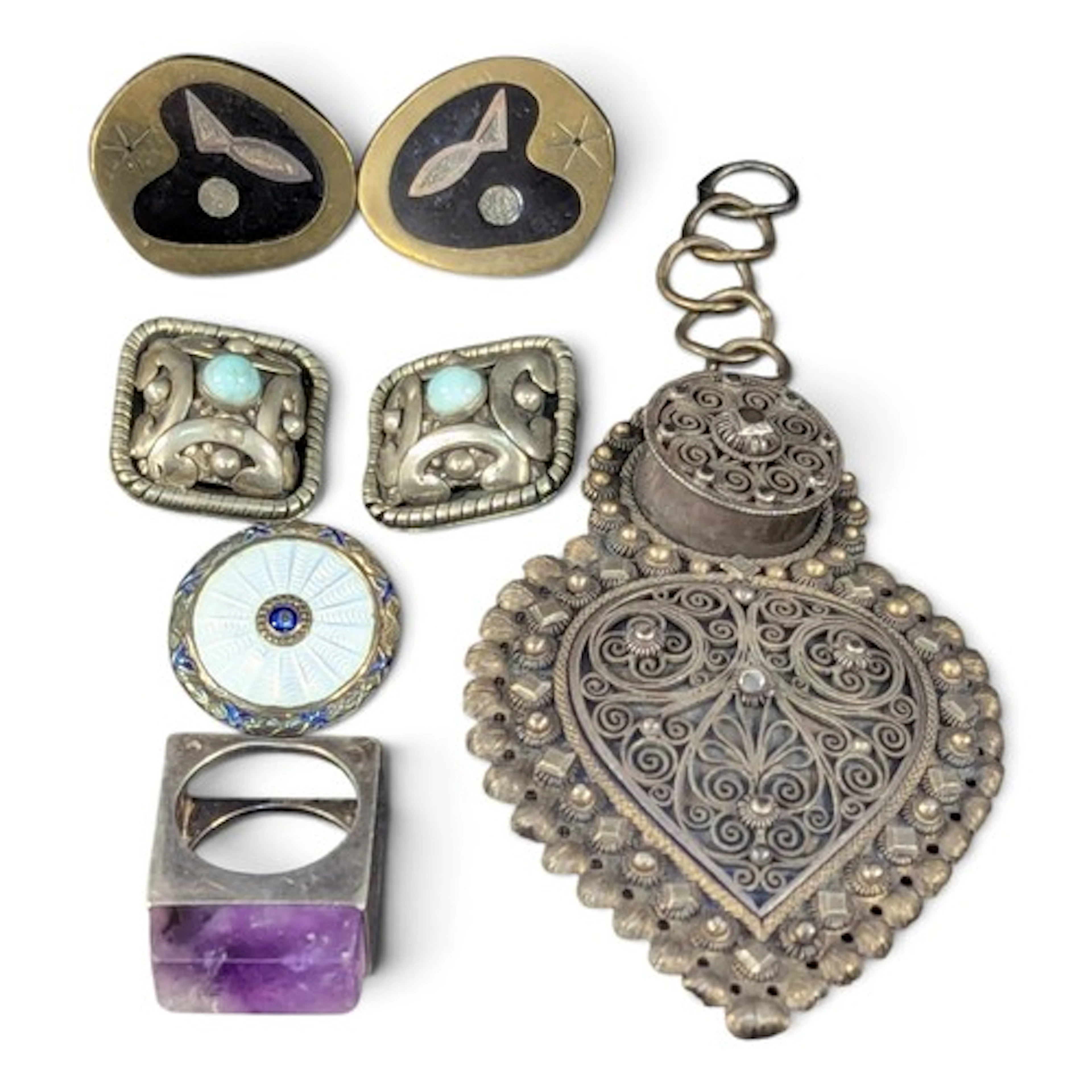 David Andersen - a Christiania 830 silver filigree brooch, p...