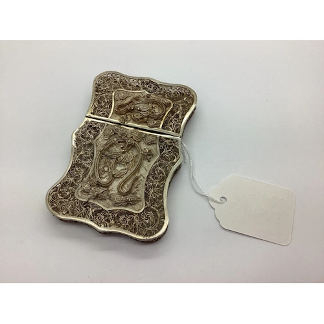 An Ornate Vintage Filigree Card Case, of rectangular form wi...