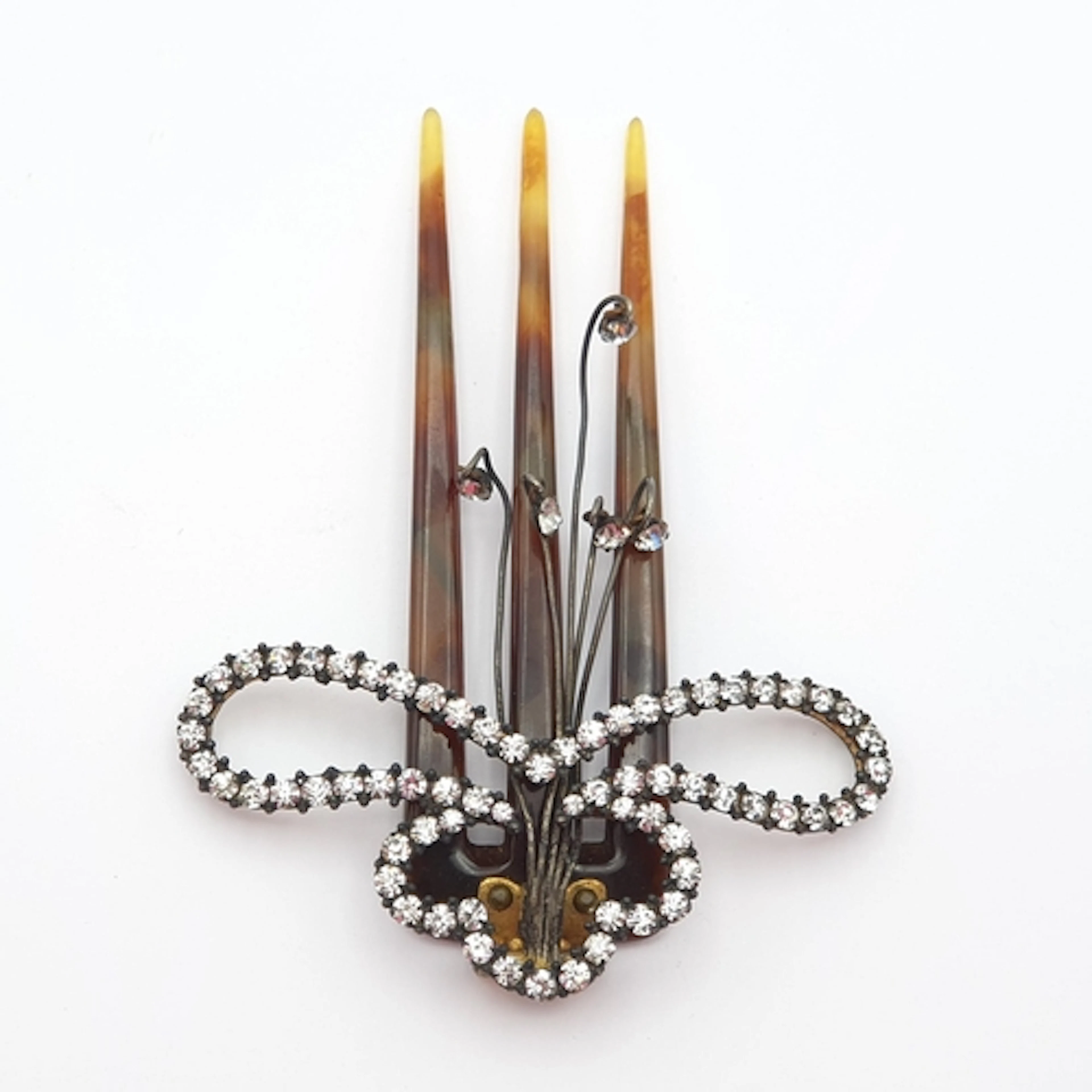 A Paste Hair Ornament on Tortoiseshell-type Comb with stones...