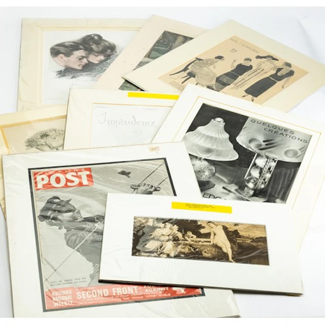 A quantity of unframed prints, adverts, ephemera, includes 1...