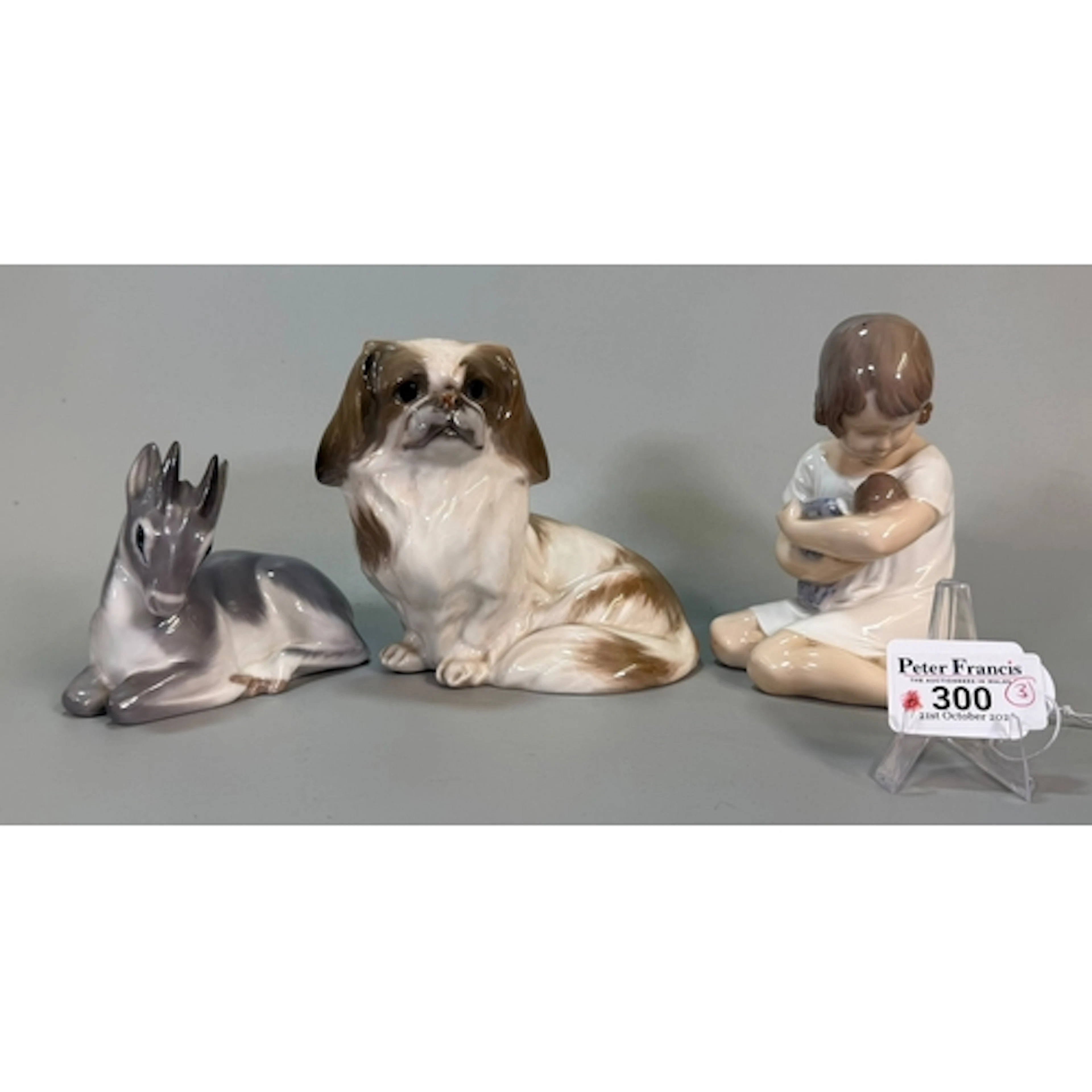 Royal Copenhagen porcelain study of a Pekinese dog, together...