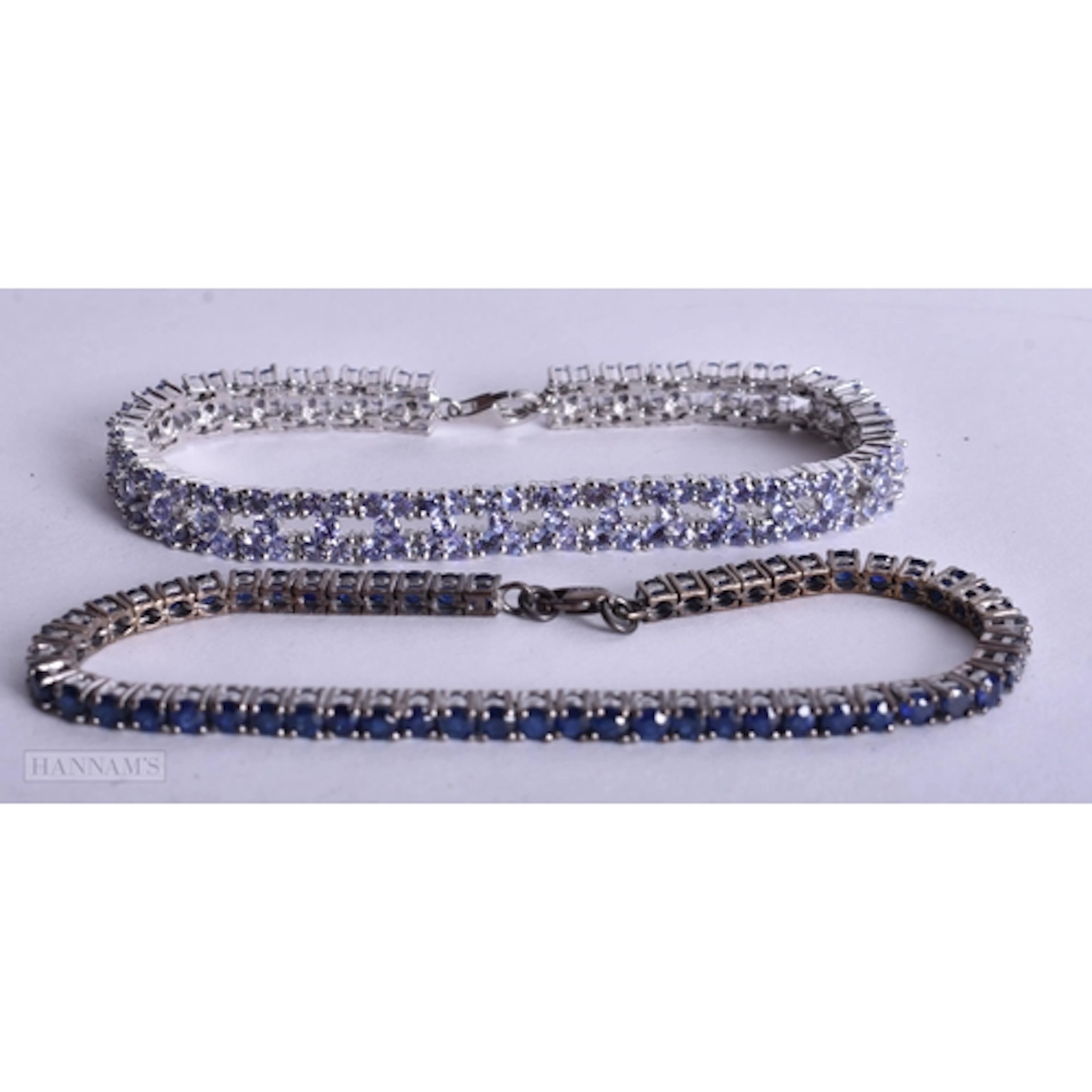 Collection of Sterling Silver Gemstone Tennis Bracelets inc....