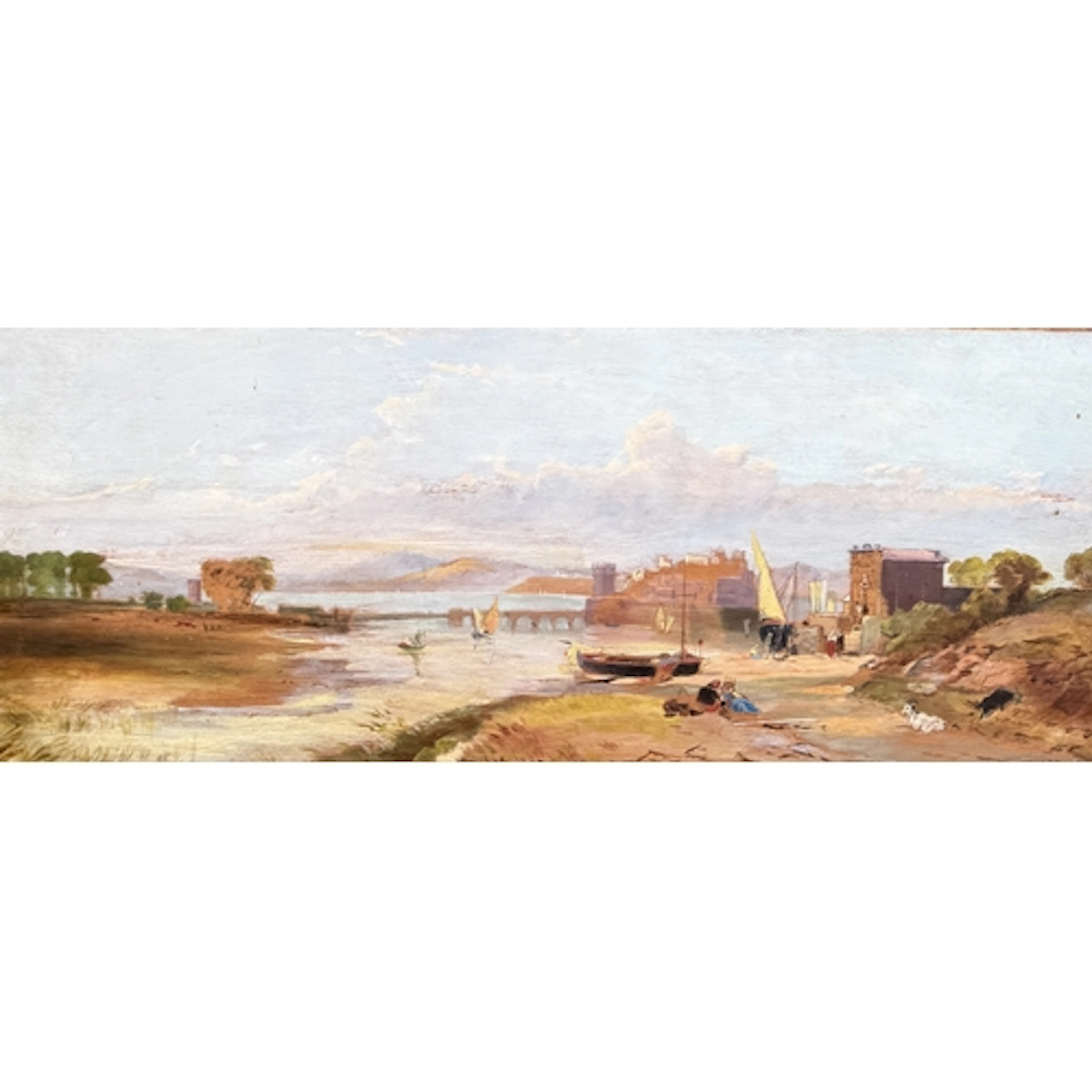 A LATE 19TH CENTURY / EARLY 20TH CENTURY HARBOUR SCENE WITH ...