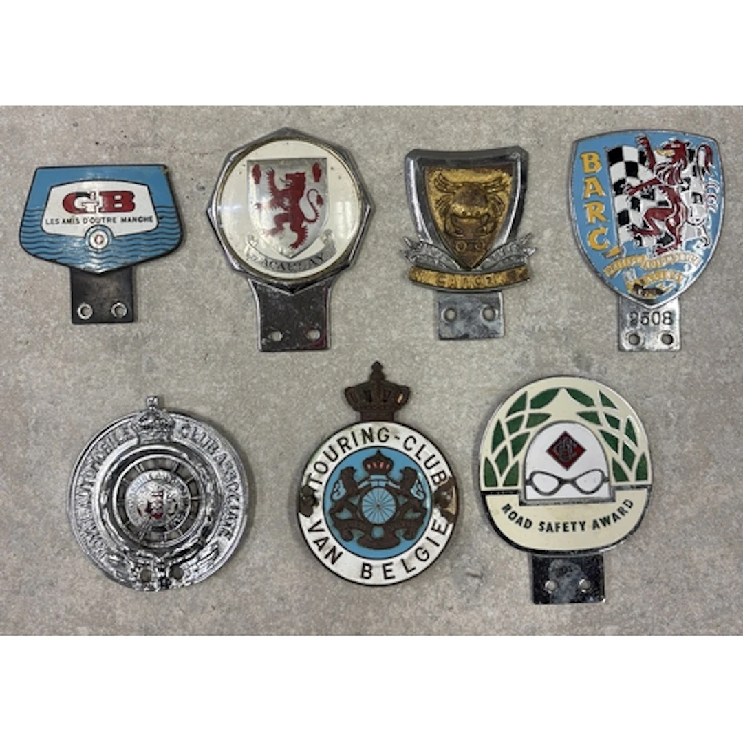 A collection of seven car badges to include BARC, Touring Cl...