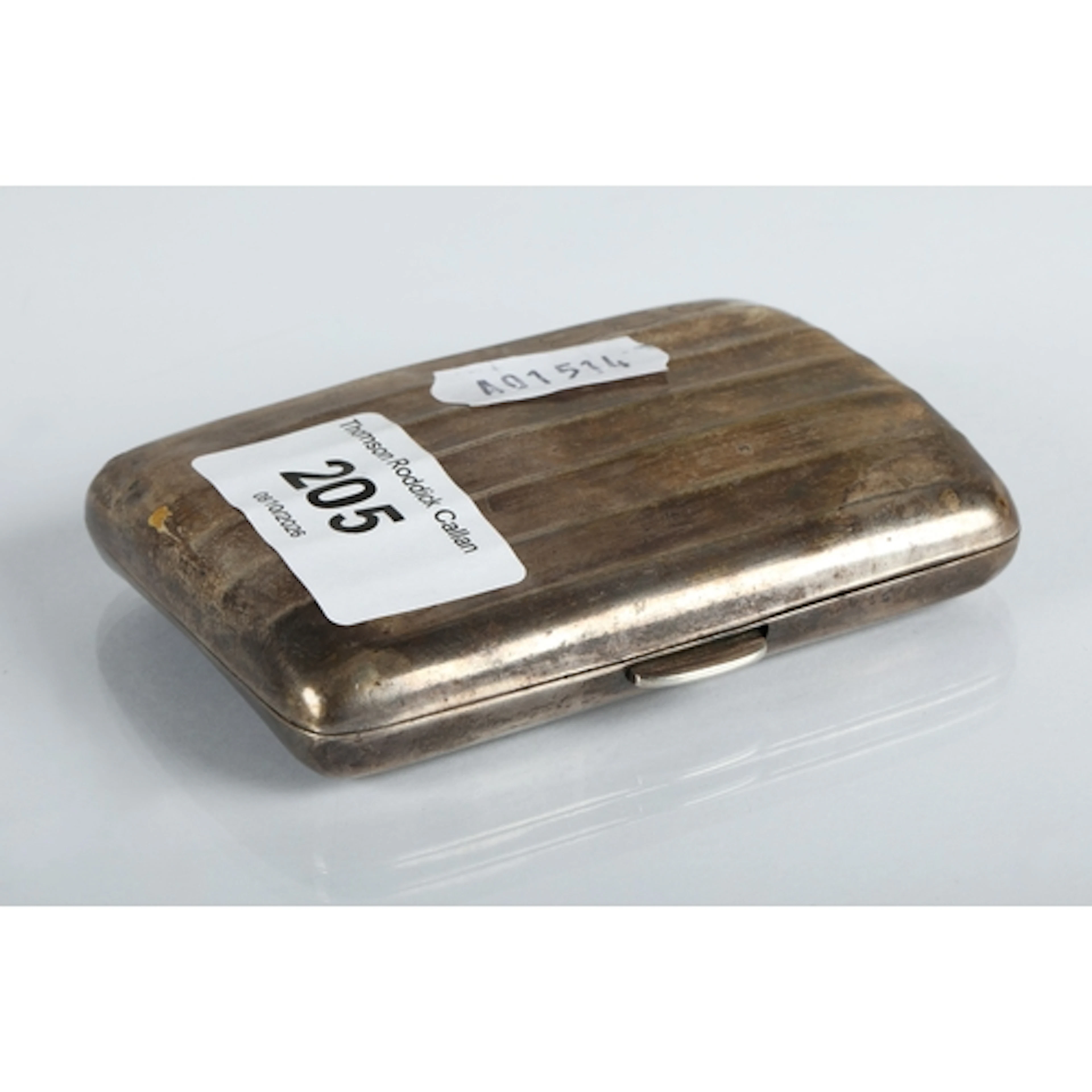 Silver monogrammed cigarette case, gross weight 61.5g.