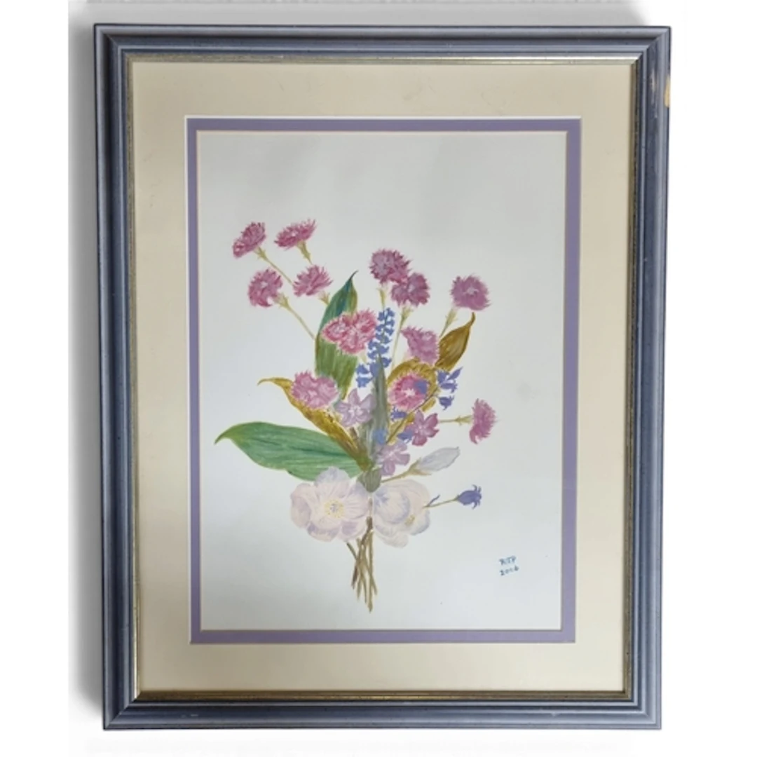 A 20th Century Watercolour Still Life of a bunch of flowers ...