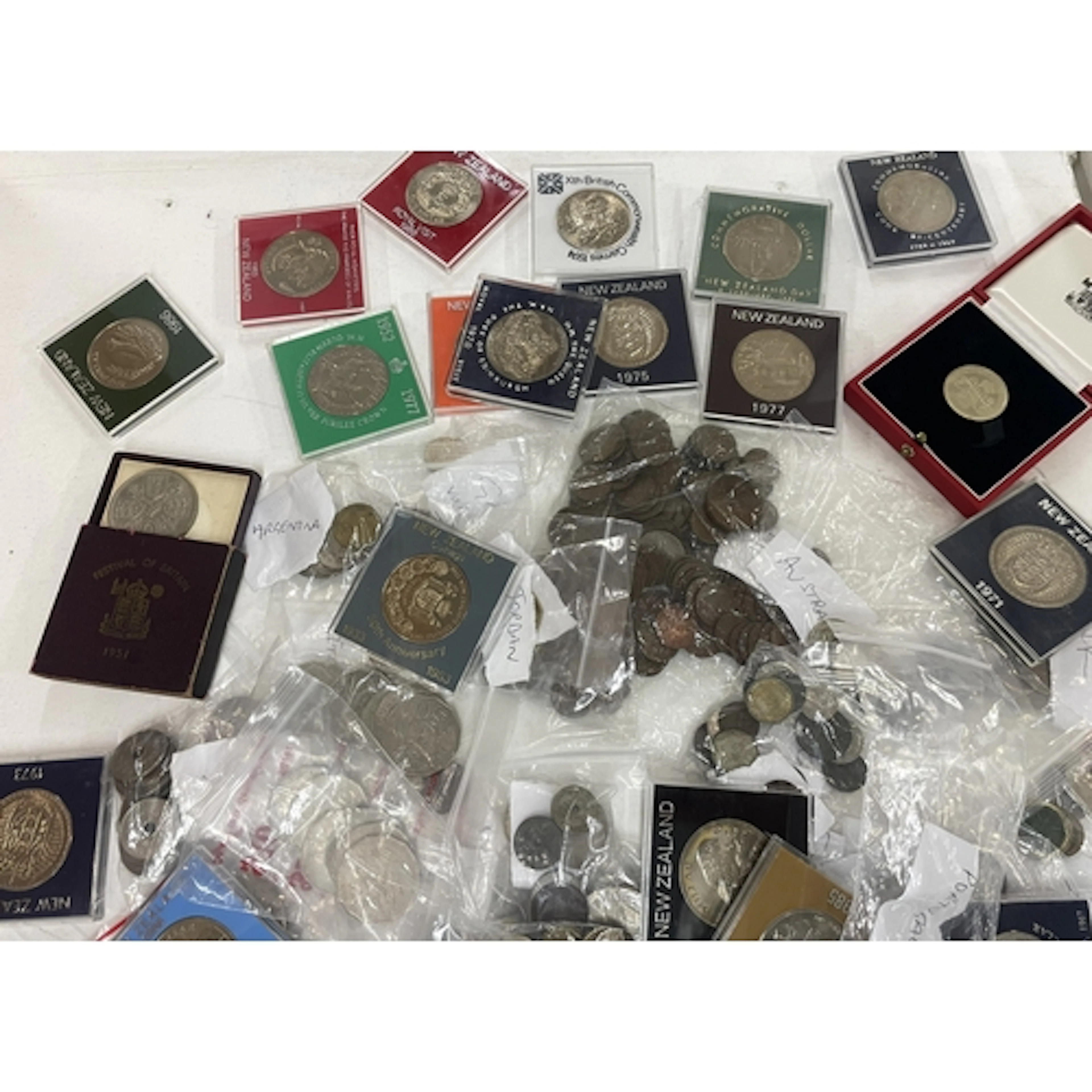 A collection of world coinage to include New Zealand commem...