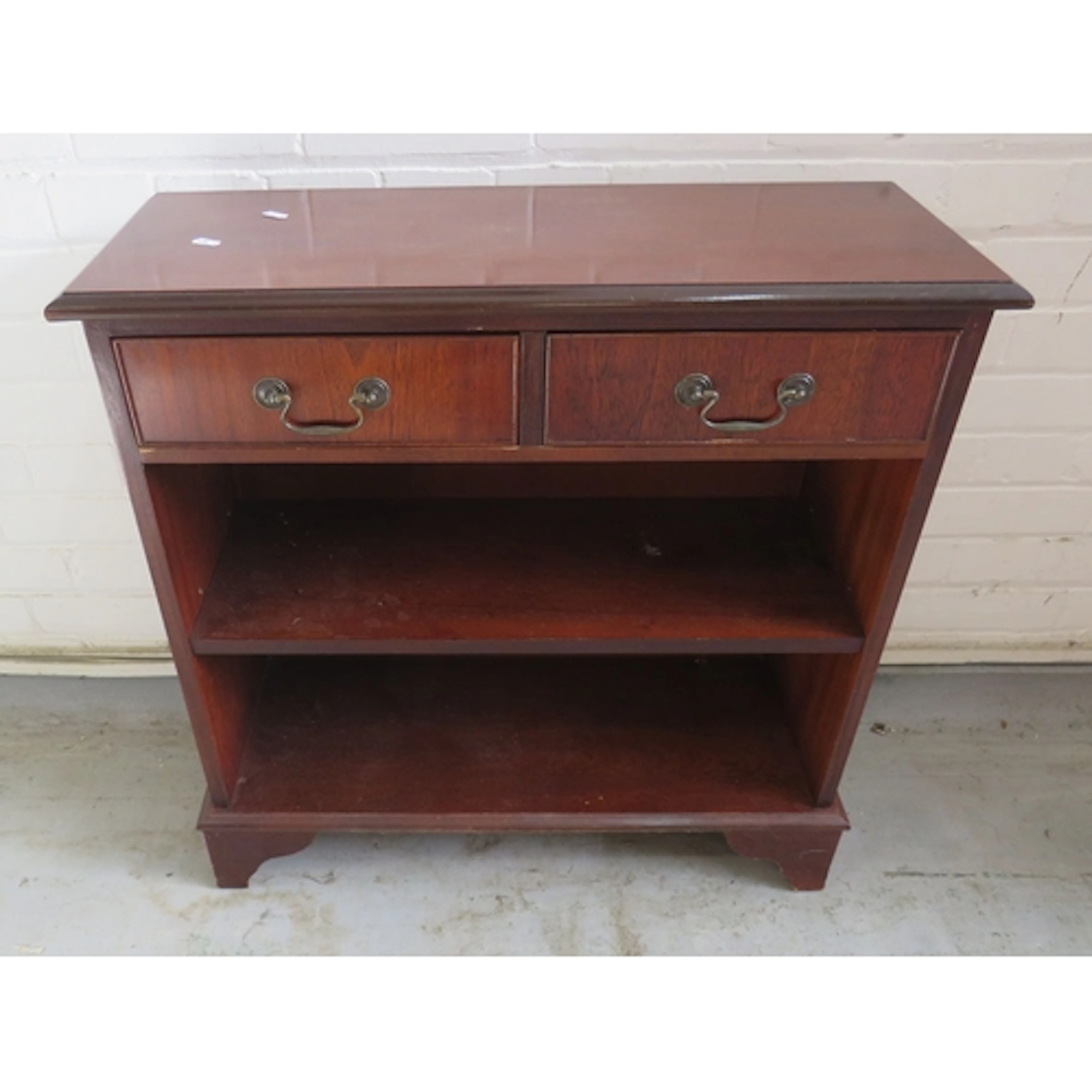 Mahogany Dwarf Bookcase with adjustable shelves, 2 drawers w...
