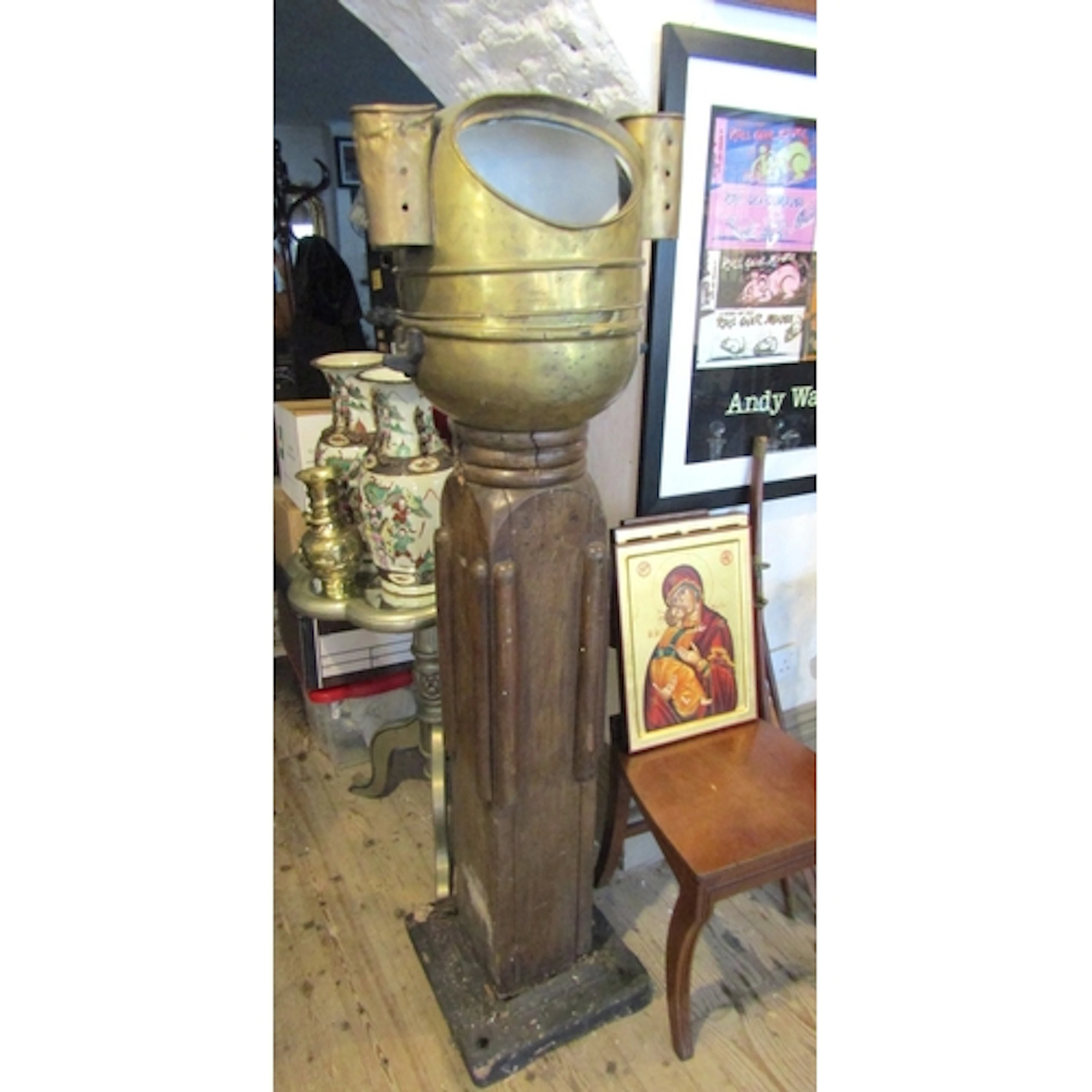 Antique Ships Binnacle Brass Mounted Carved Pillar Approxima...