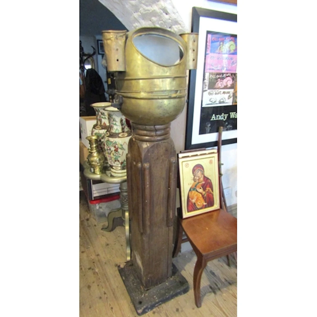 Antique Ships Binnacle Brass Mounted Carved Pillar Approxima...