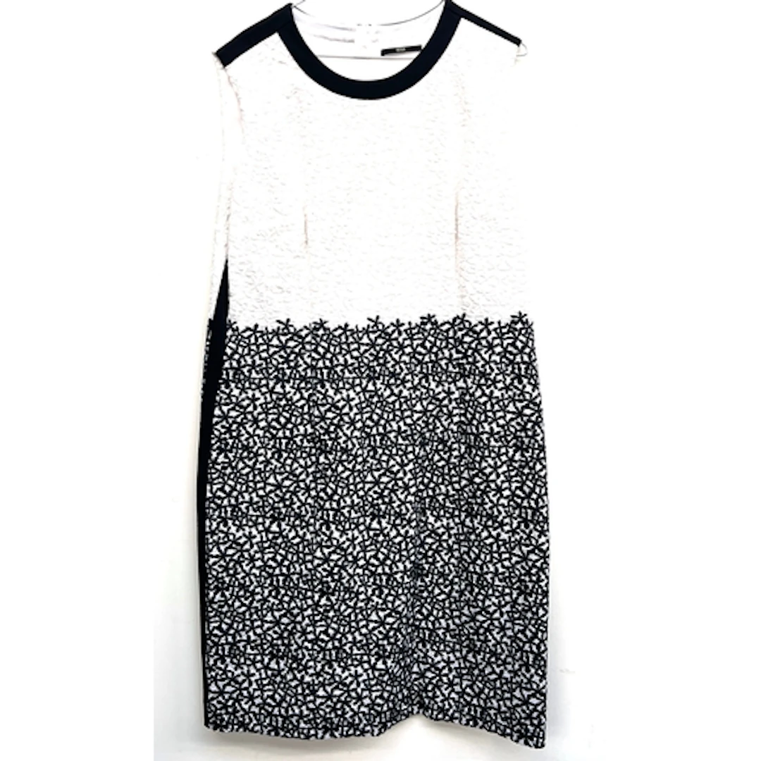 A Hugo Boss navy and white cotton sleeveless 'Deleva' dress ...
