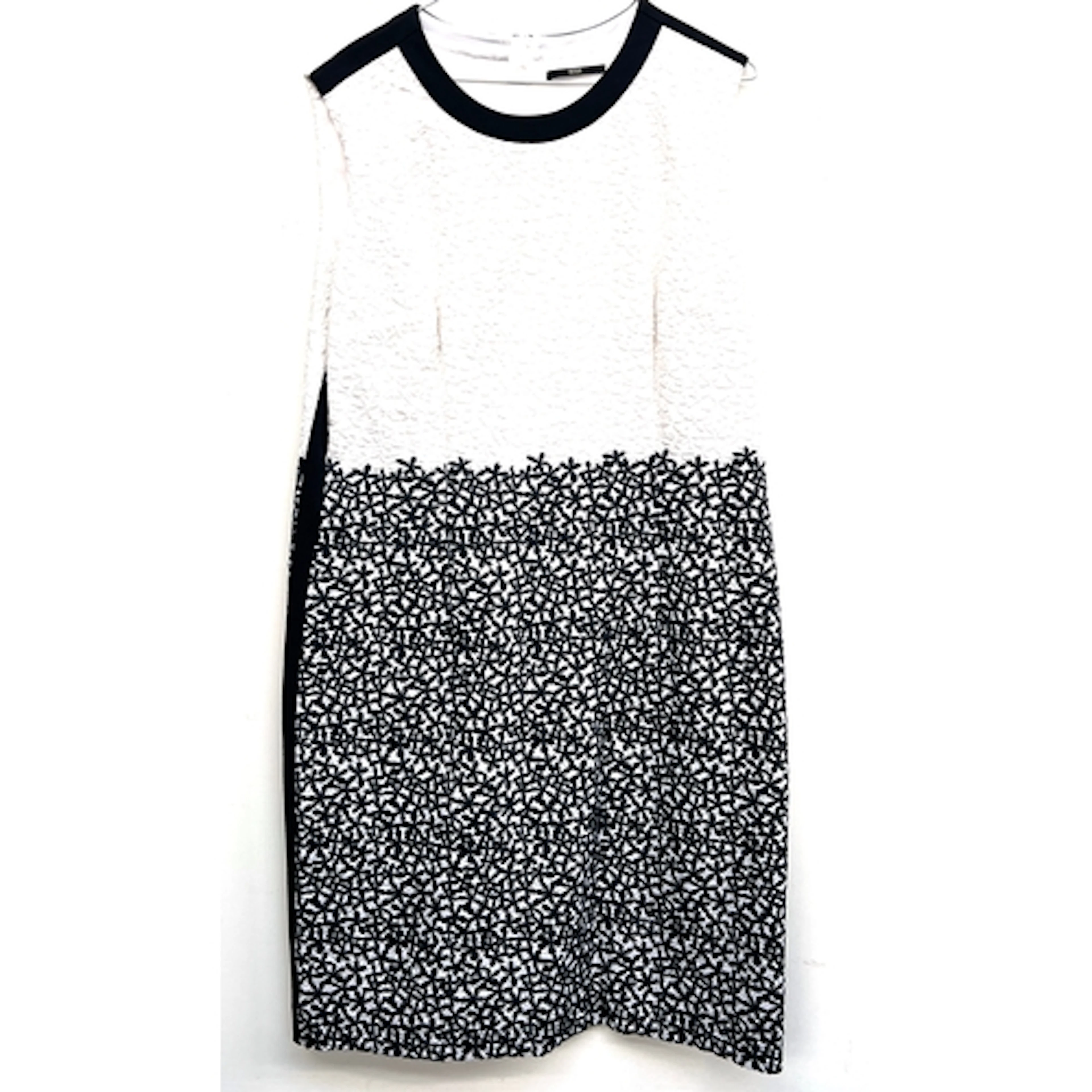 A Hugo Boss navy and white cotton sleeveless 'Deleva' dress ...
