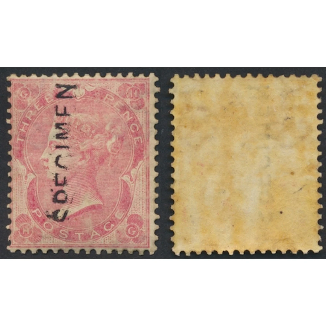 1861 wmk Emblems 3d rose with shaded spandrels ovpt SPECIMEN...
