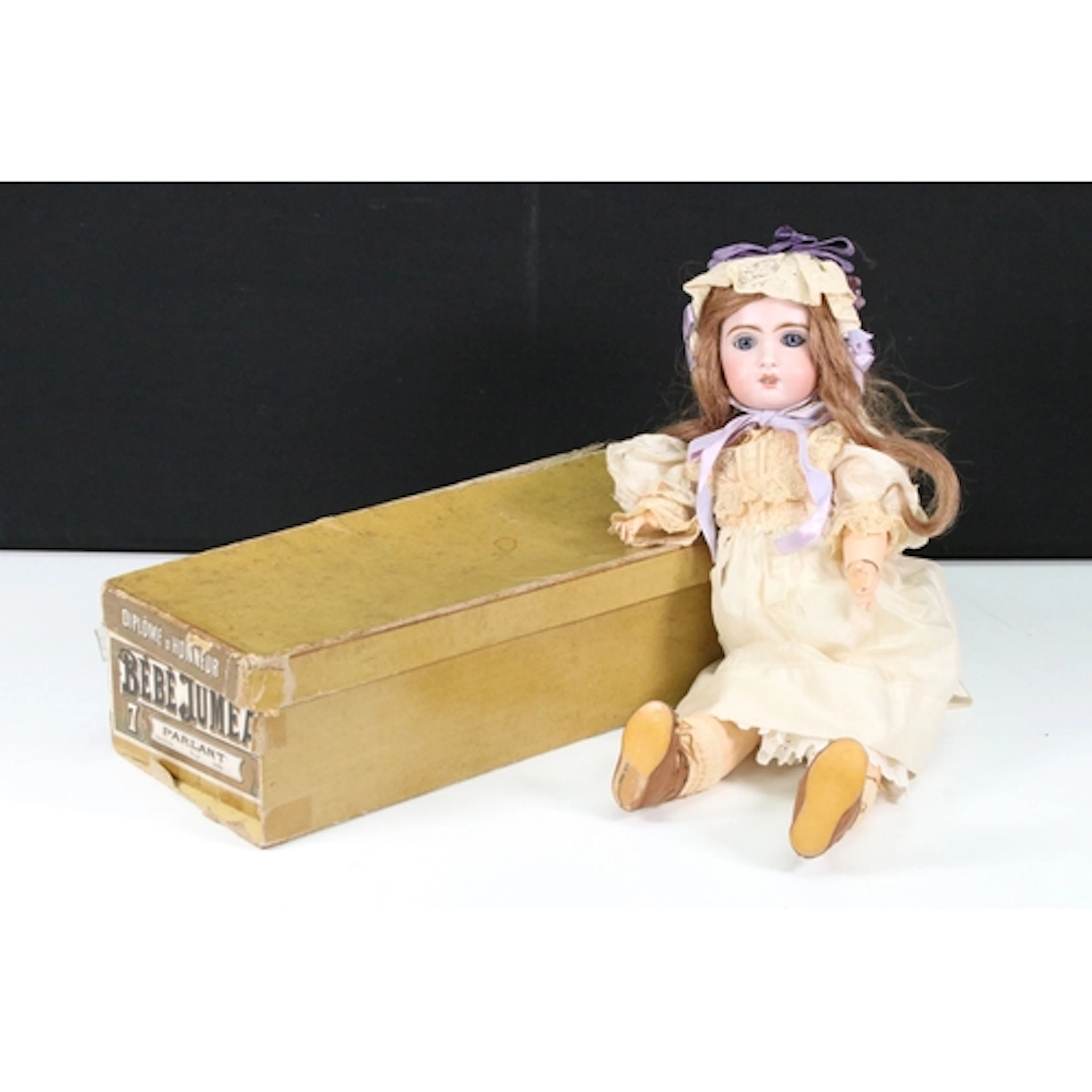 Boxed Jumeau Bebe Maison Jumeau bisque headed doll, with han...
