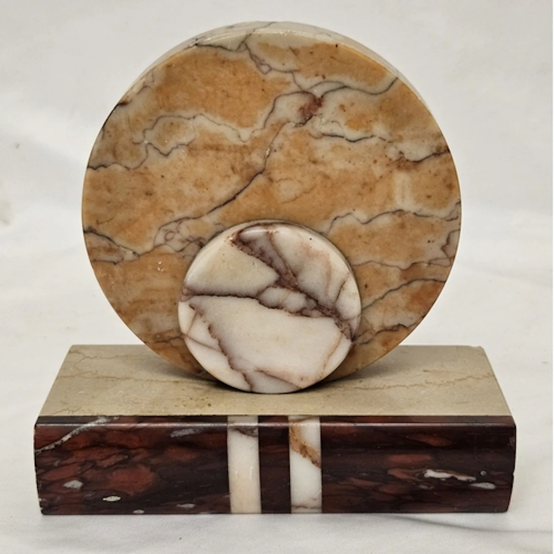 Art Deco Marble & Onyx Bookend/Paperweight, circular disc on...