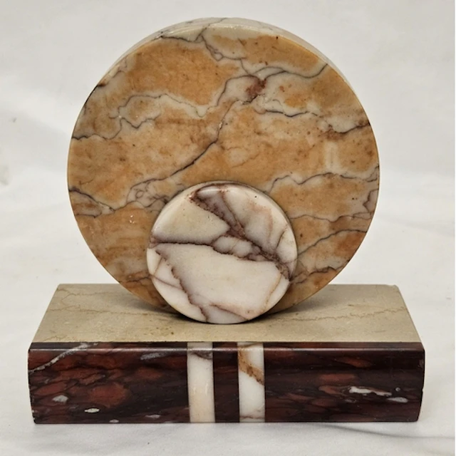 Art Deco Marble & Onyx Bookend/Paperweight, circular disc on...