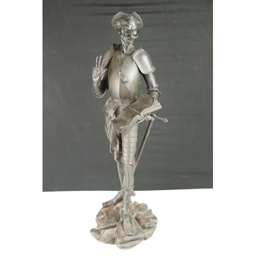 J Cautier, cast iron model of Don Quixote, impressed signatu...