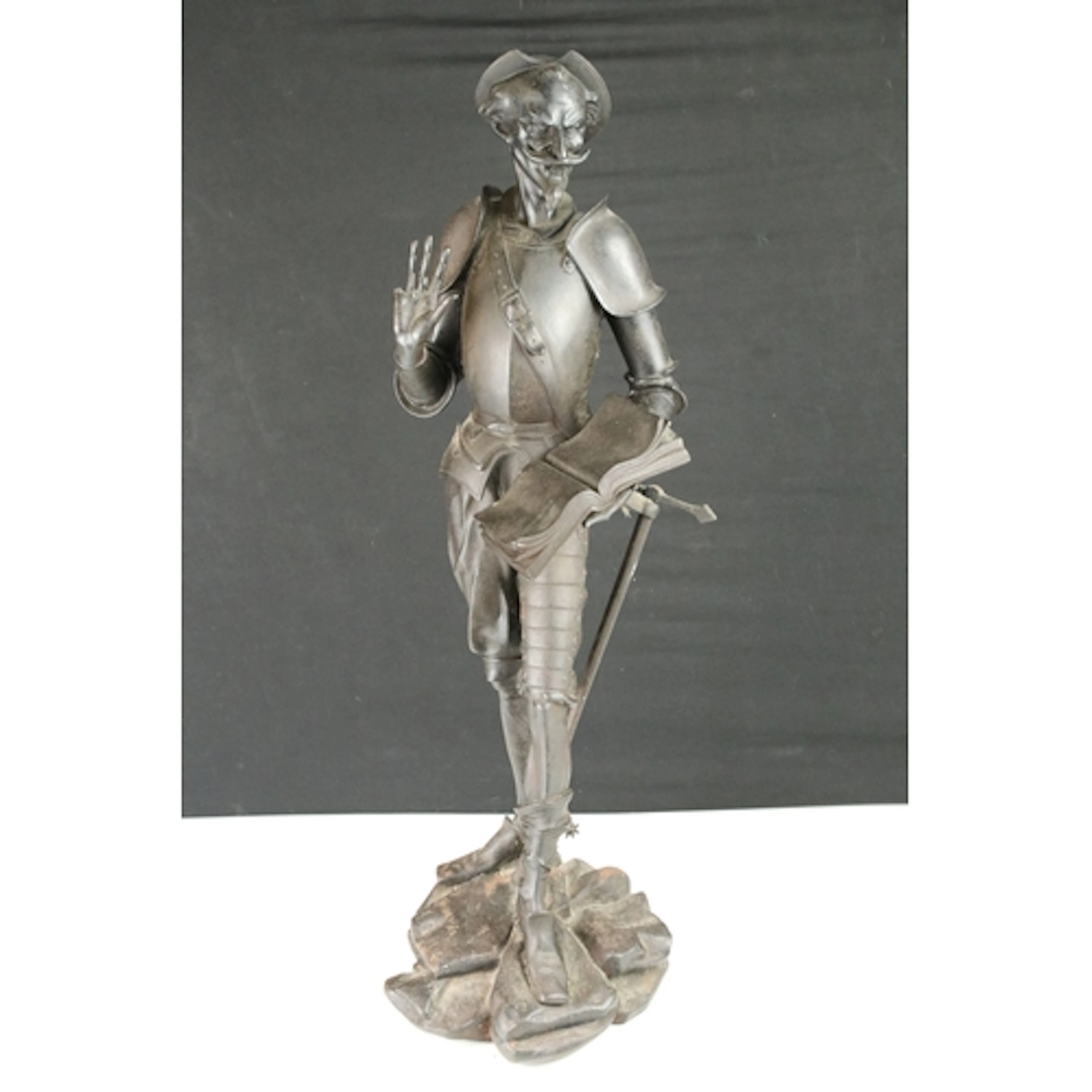 J Cautier, cast iron model of Don Quixote, impressed signatu...