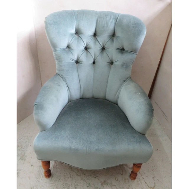 Low Deep Buttoned Backed Armchair with turned supports appro...