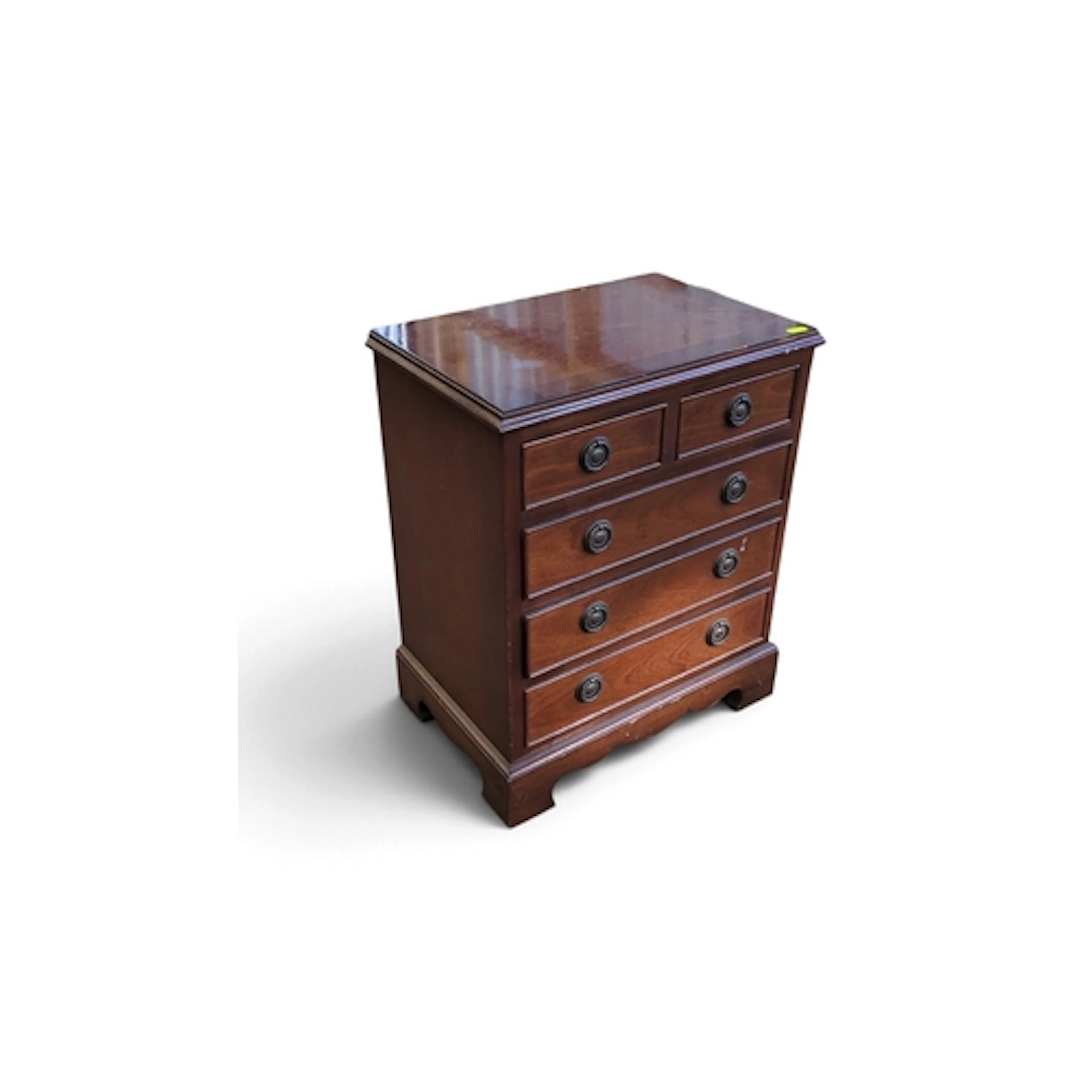 Small stained-wood chest of drawers, with two short drawers ...