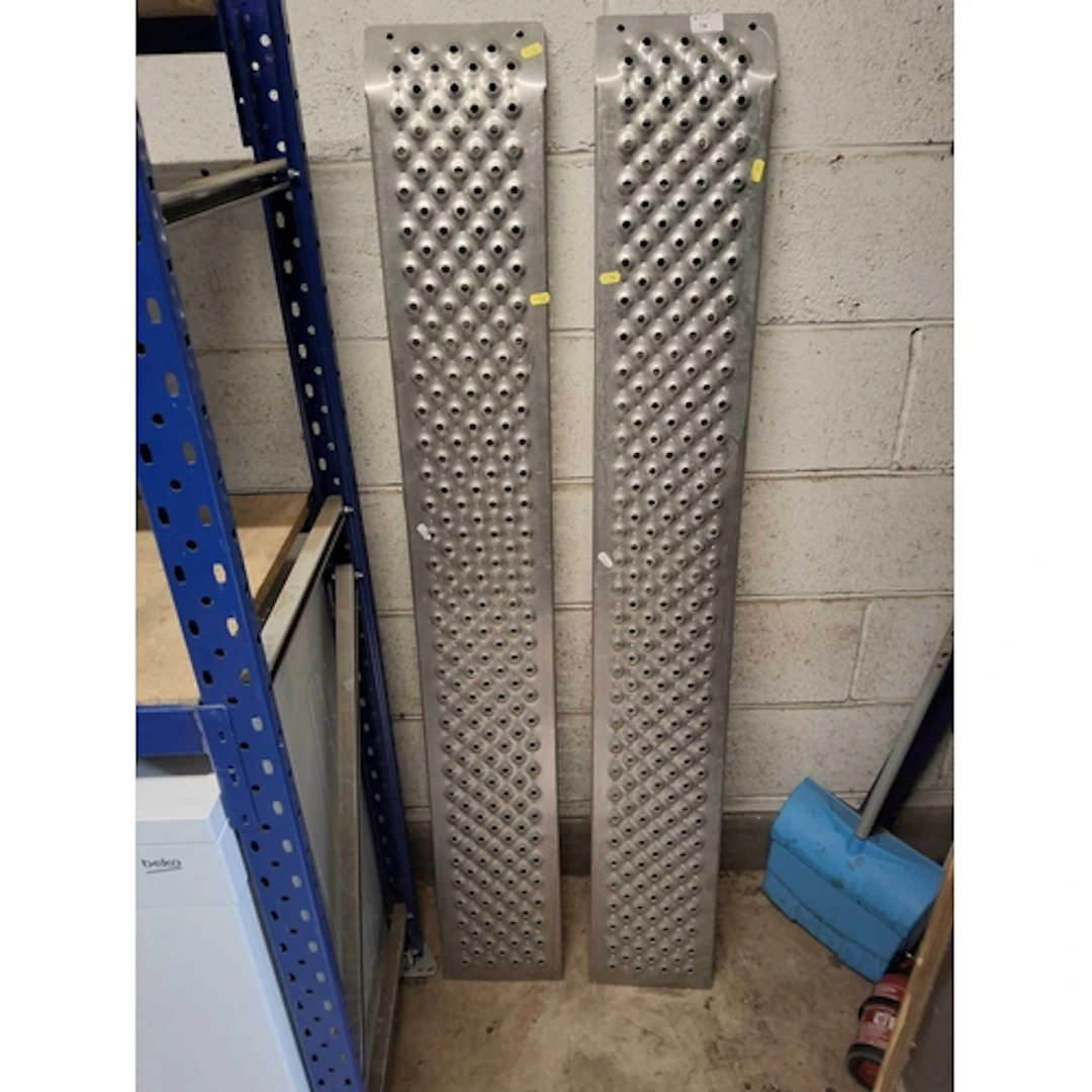 A PAIR OF PRESSED ALUMINIUM UNITEC RAMPS 150cm long and 21cm...