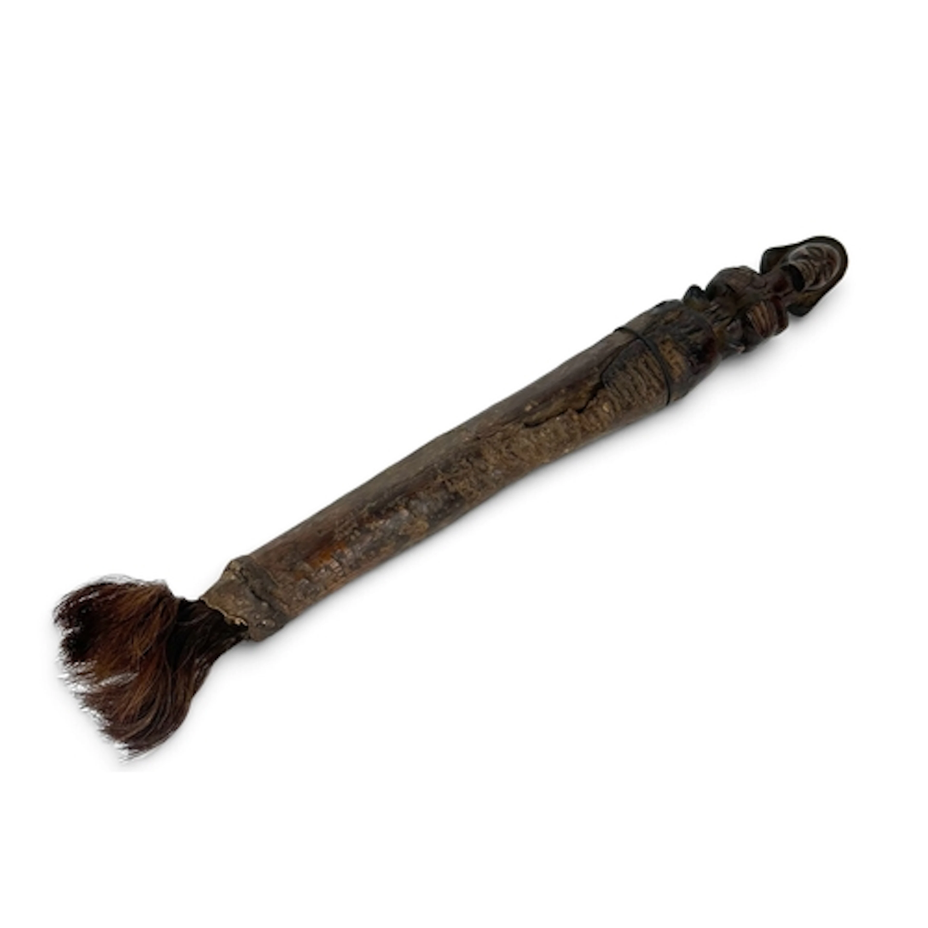 AN EARLY 20TH CENTURY AFRICAN TRIBAL PRESTIGE STAFF 56cm...