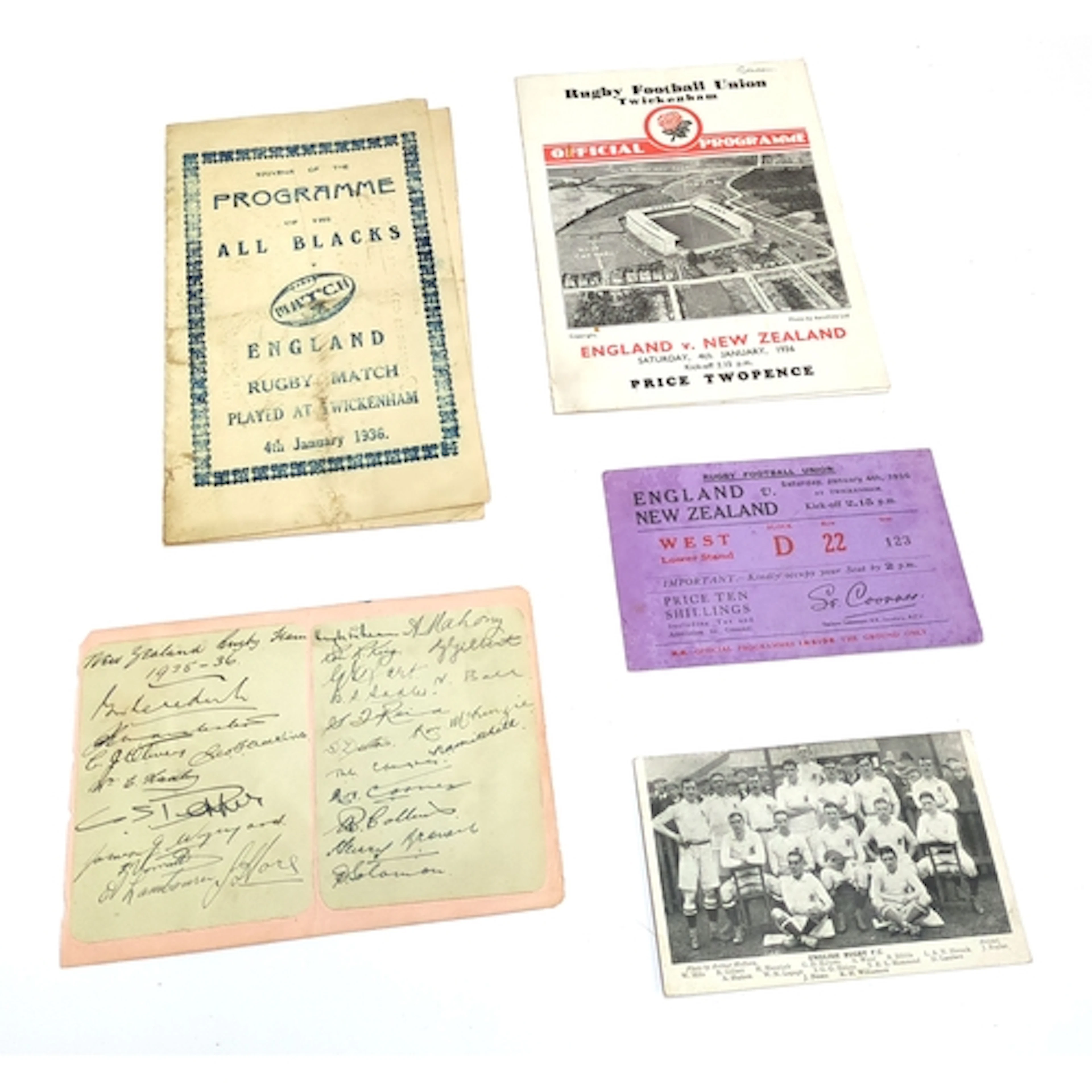ENGLAND v NEW ZEALAND RUGBY UNION. Very rare memorabilia. Th...