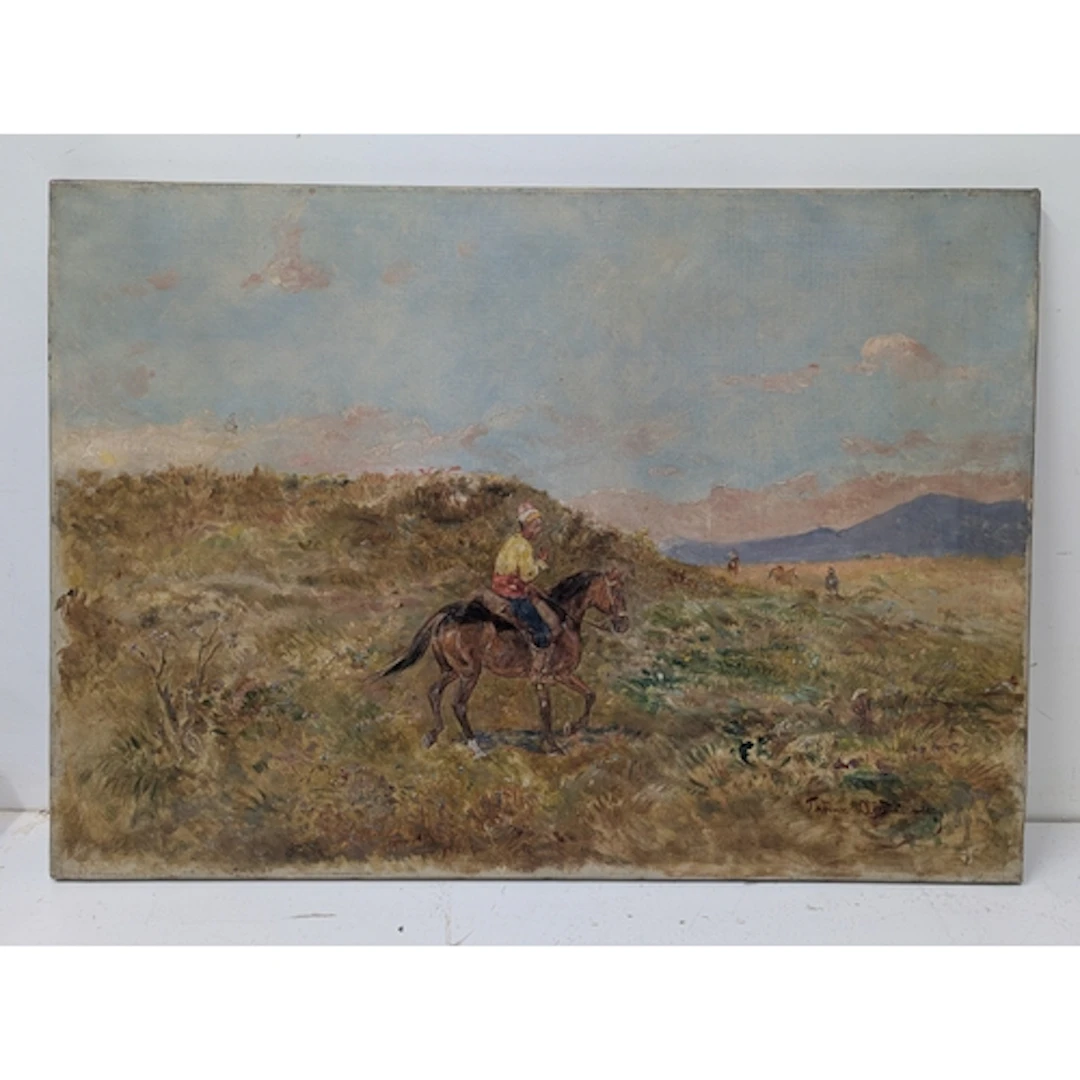 After Tadeusz Ajdukiewicz - oil on canvas, depicting man on ...