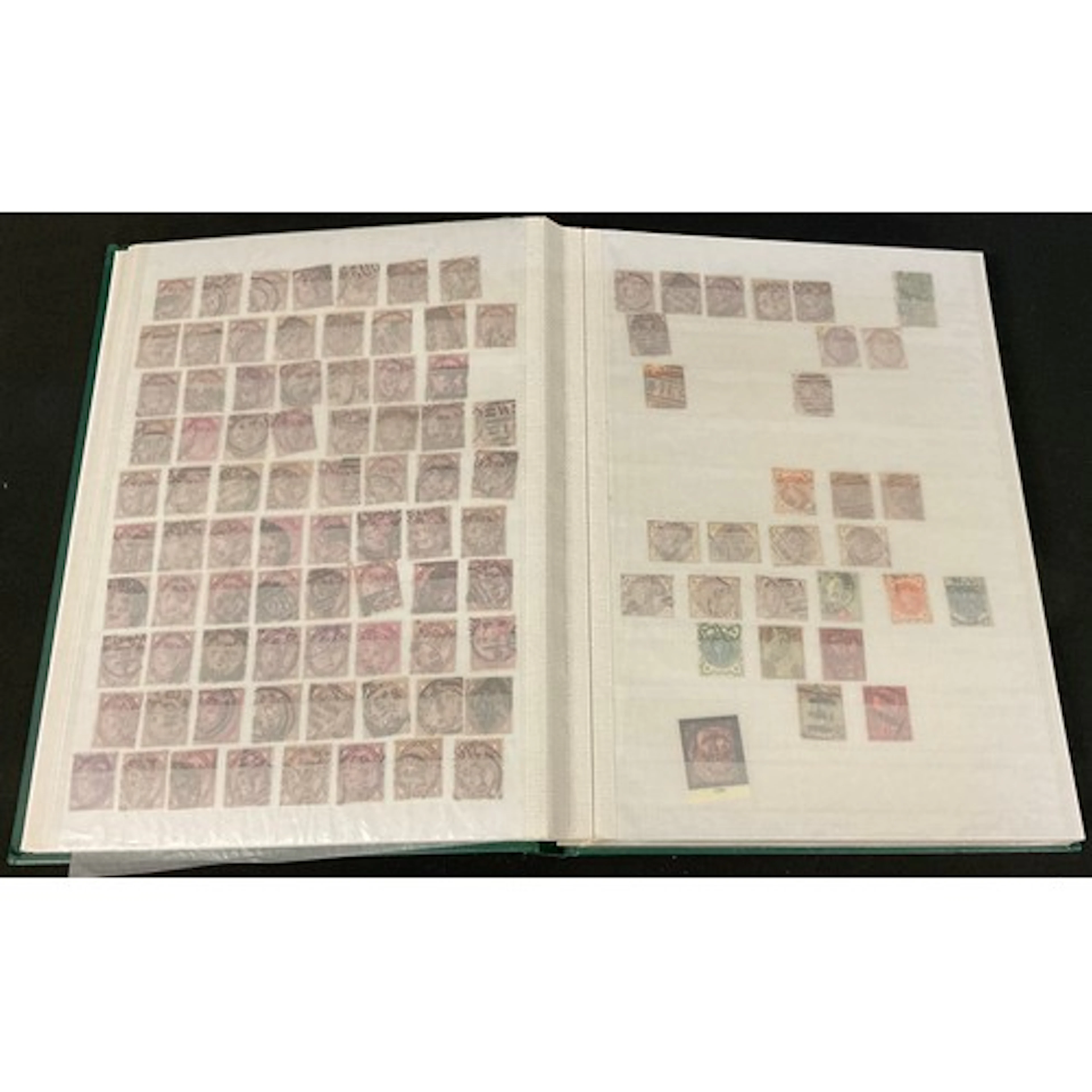 Stamps : GB Collection in green s/book QV - KGVI lots of 1d ...