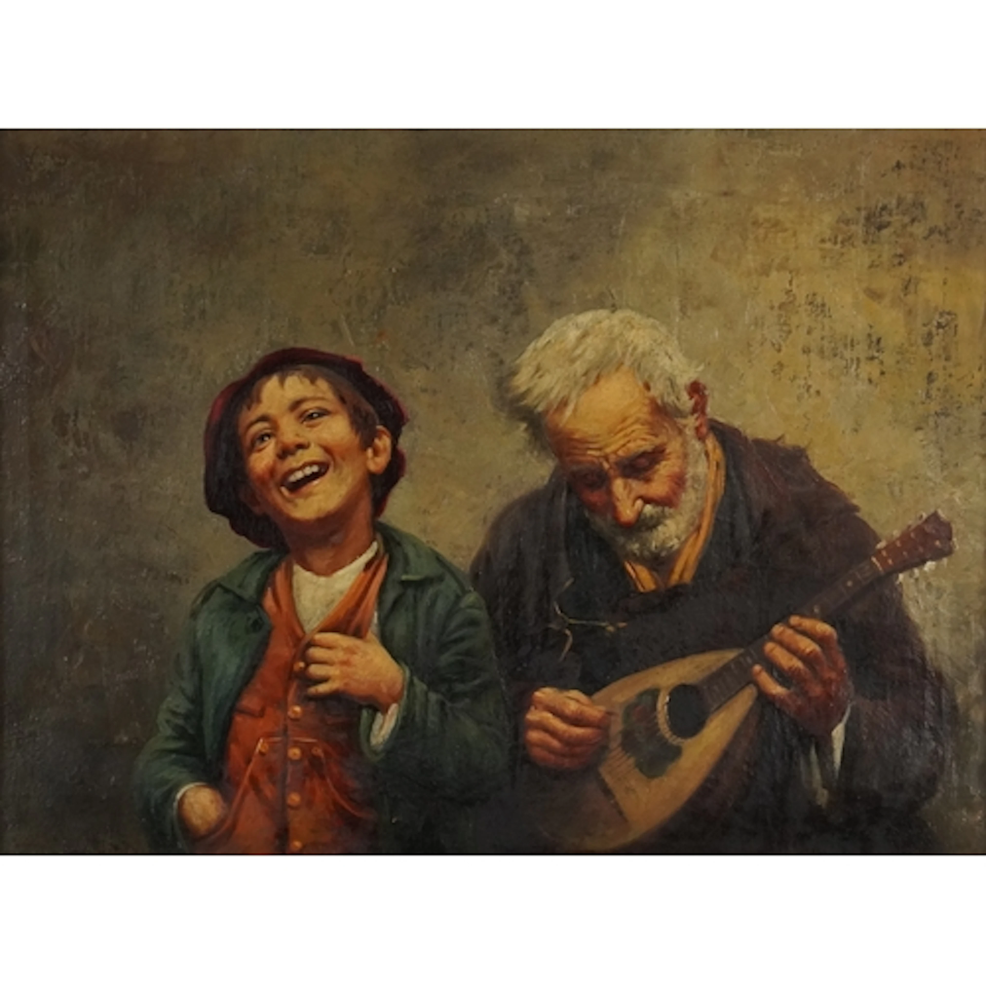 José Benlliure y Gil - Elderly male playing a mandolin and c...