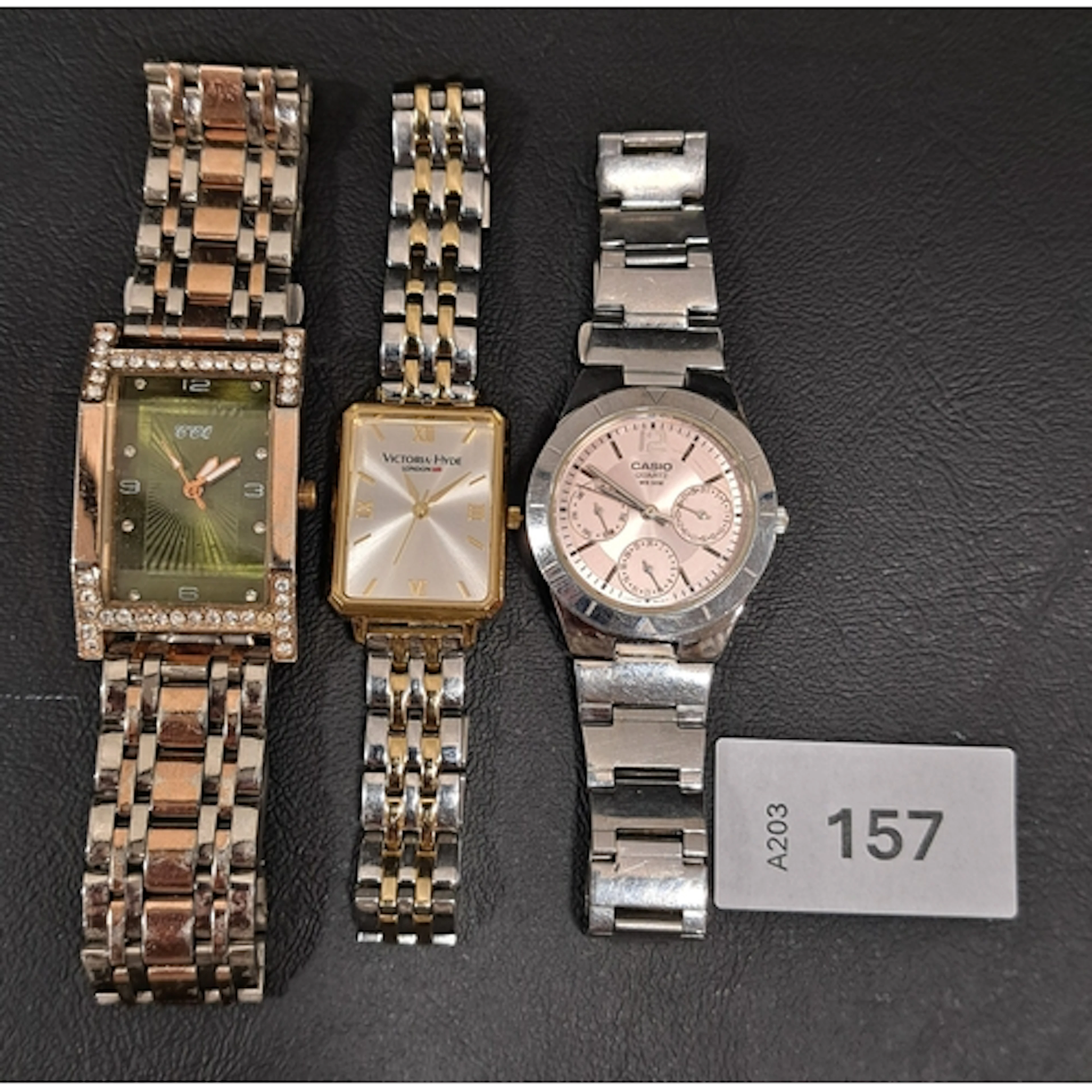 THREE FASION WATCHES comprising CCQ (not ticking), Victoria ...