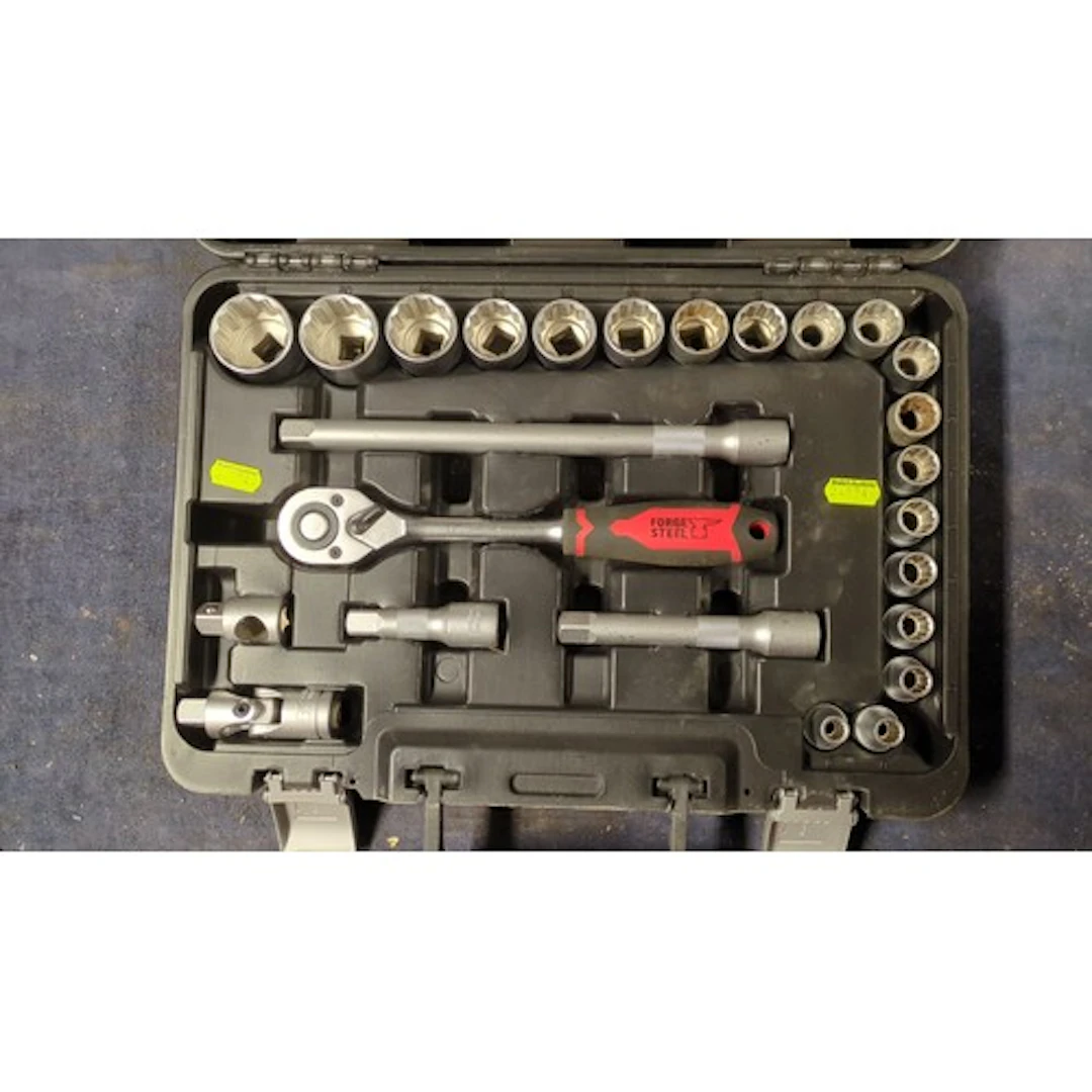 Forge Steel metric socket set in a moulded carrying case, co...