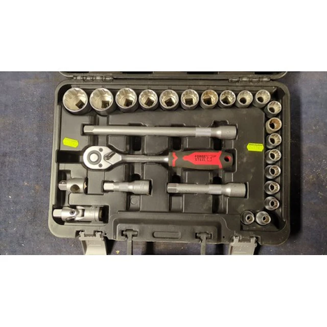 Forge Steel metric socket set in a moulded carrying case, co...