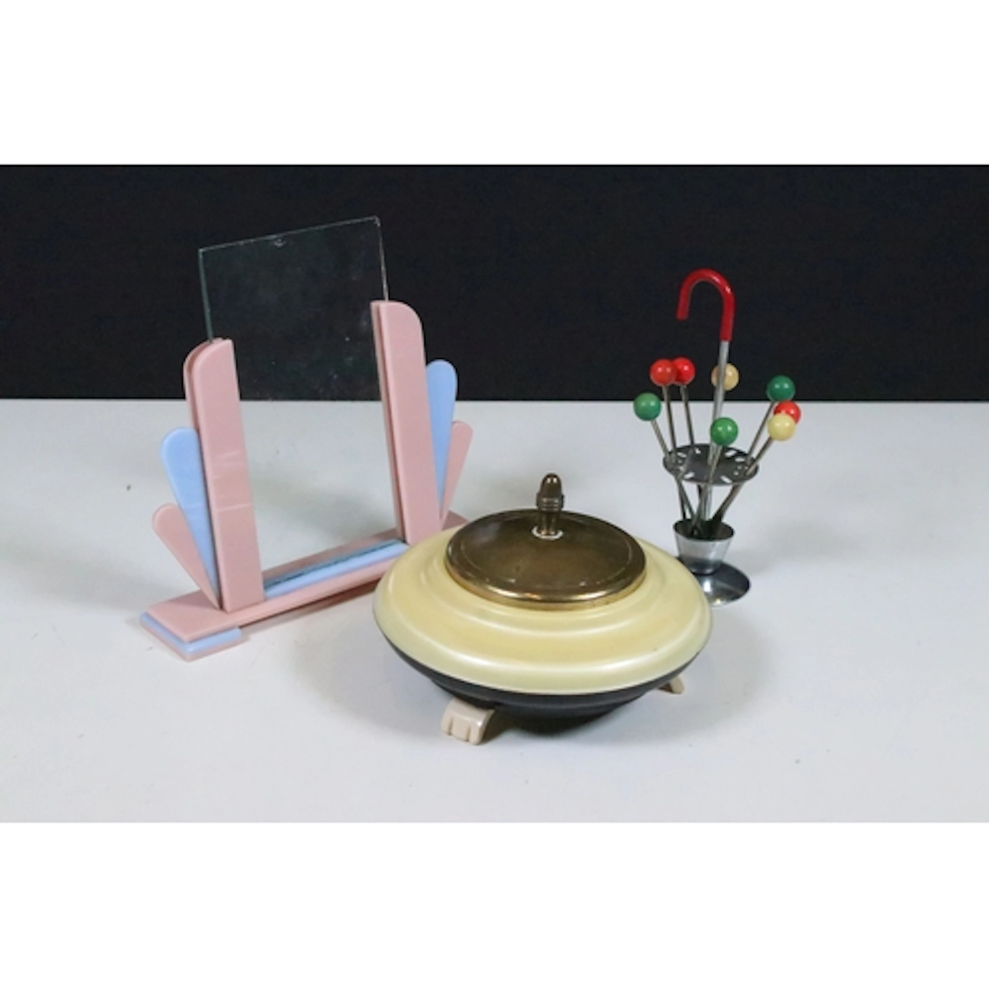 Art Deco umbrella cocktail stick pick holder, the picks with...