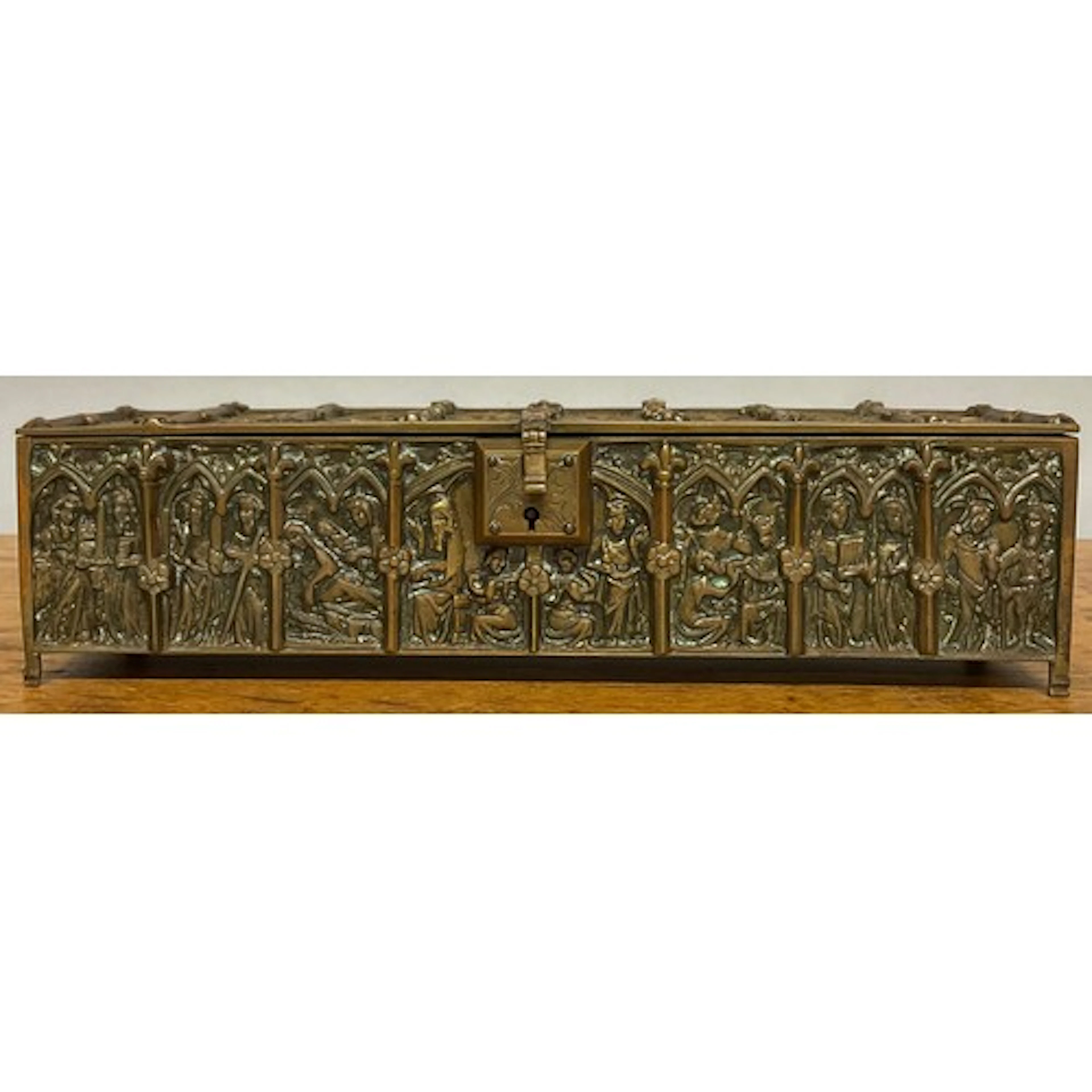 A 19th century brass rectangular jewellery box, by Adolph Fr...
