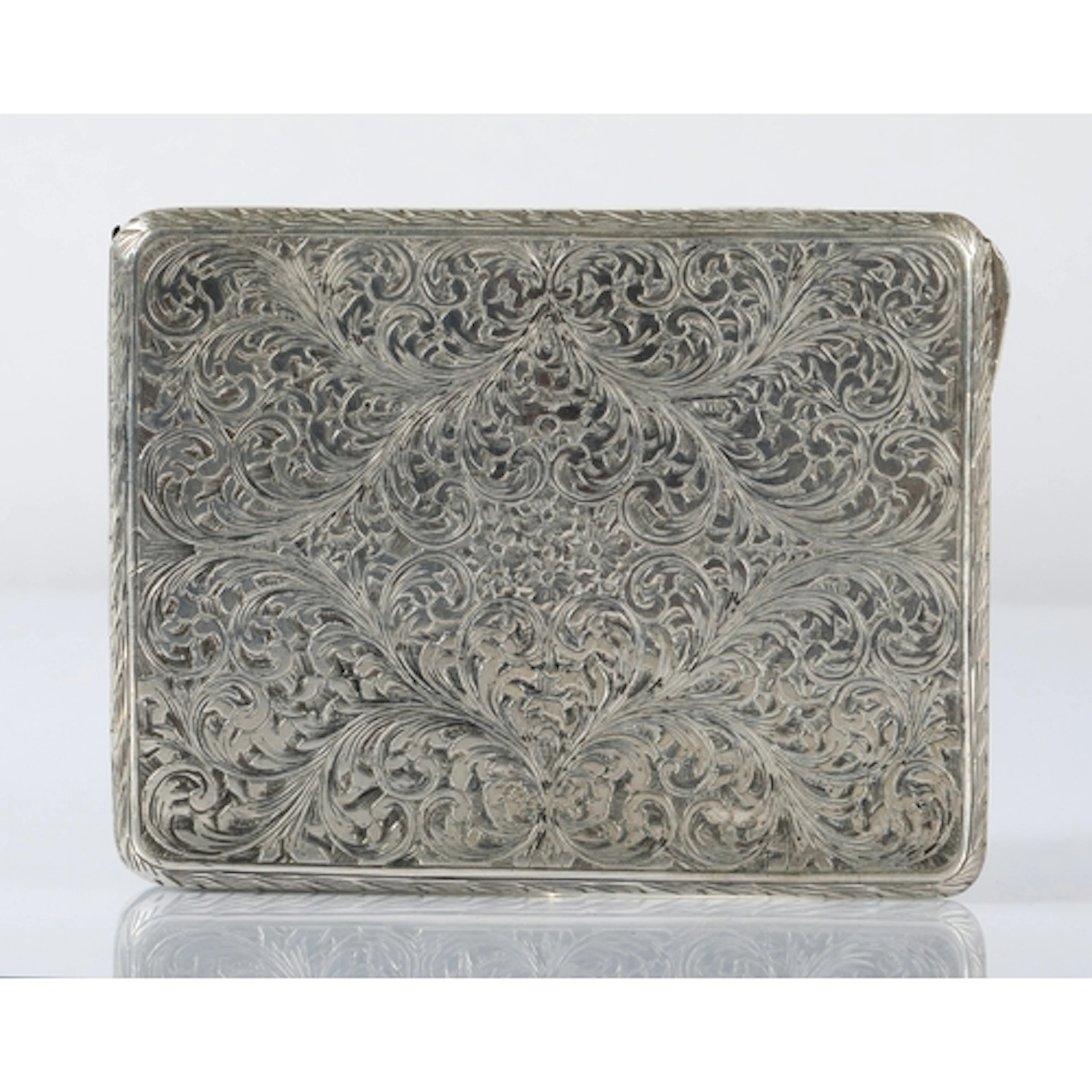 Silver cigarette case, hallmarked 800, gross weight 108.2g.