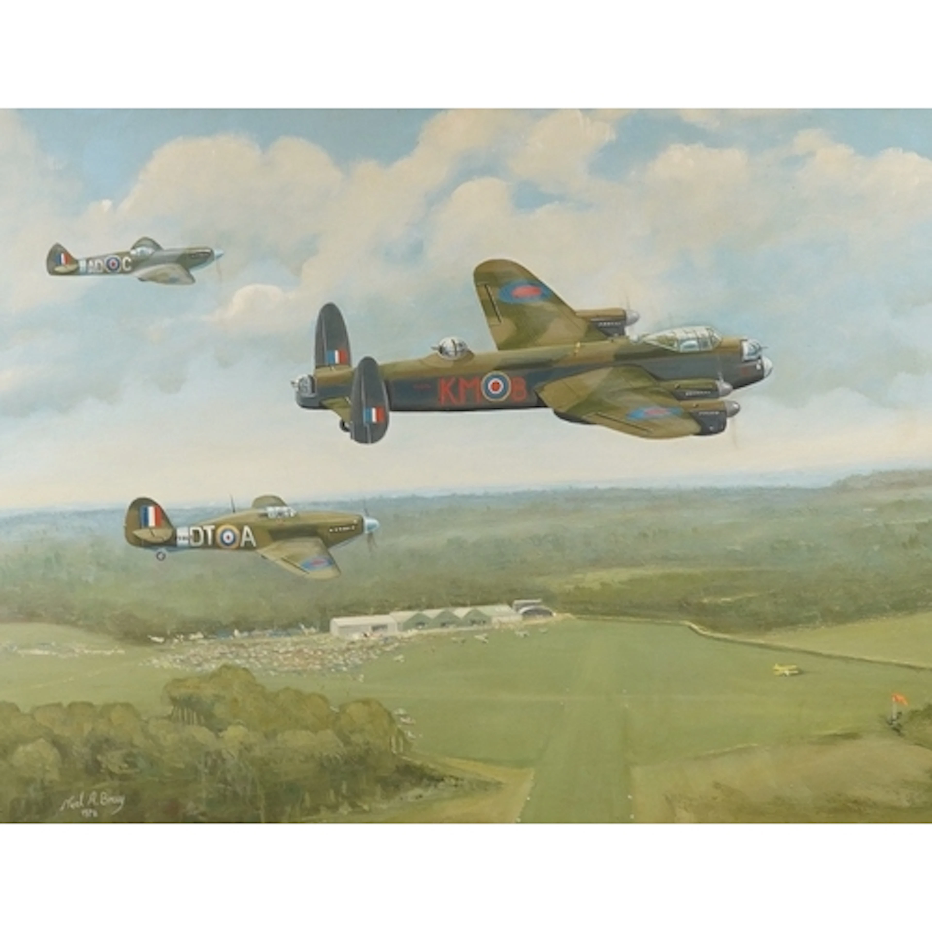 Noel Bray, 'Memorial Flight', signed and dated 1978, partial...