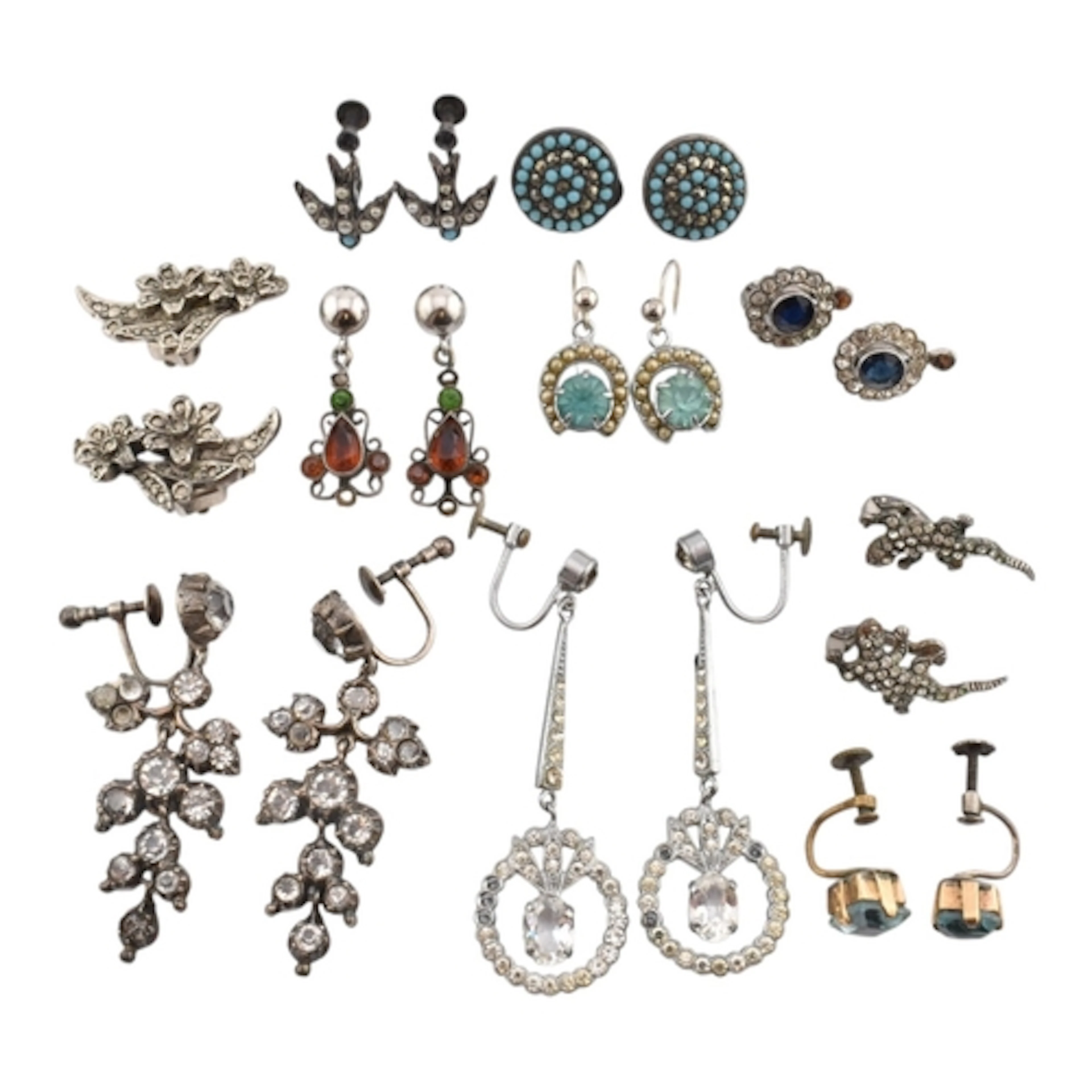 Collection of vintage clip-on and stud earrings to include b...