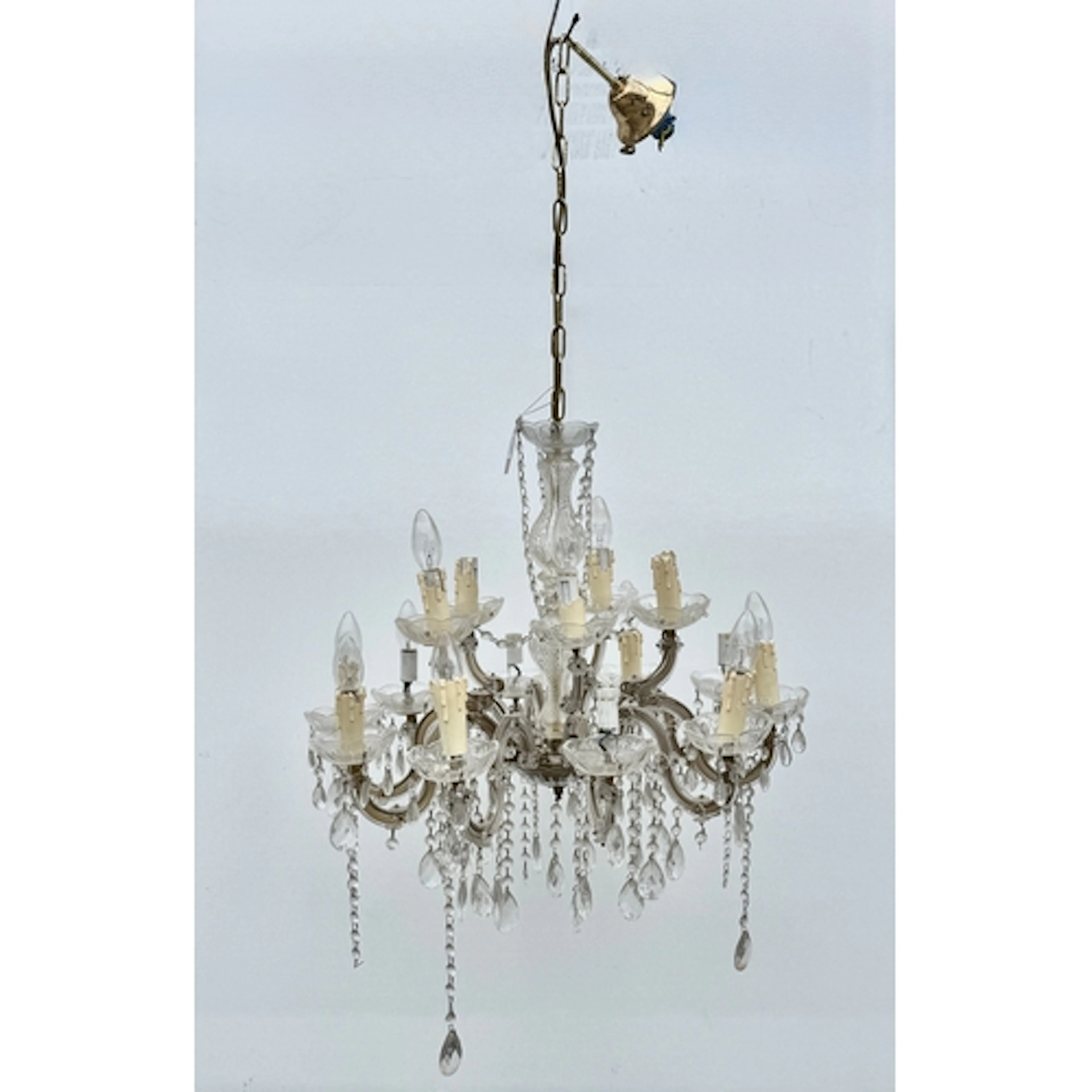 A pair of twentieth century glass fifteen branch chandeliers...