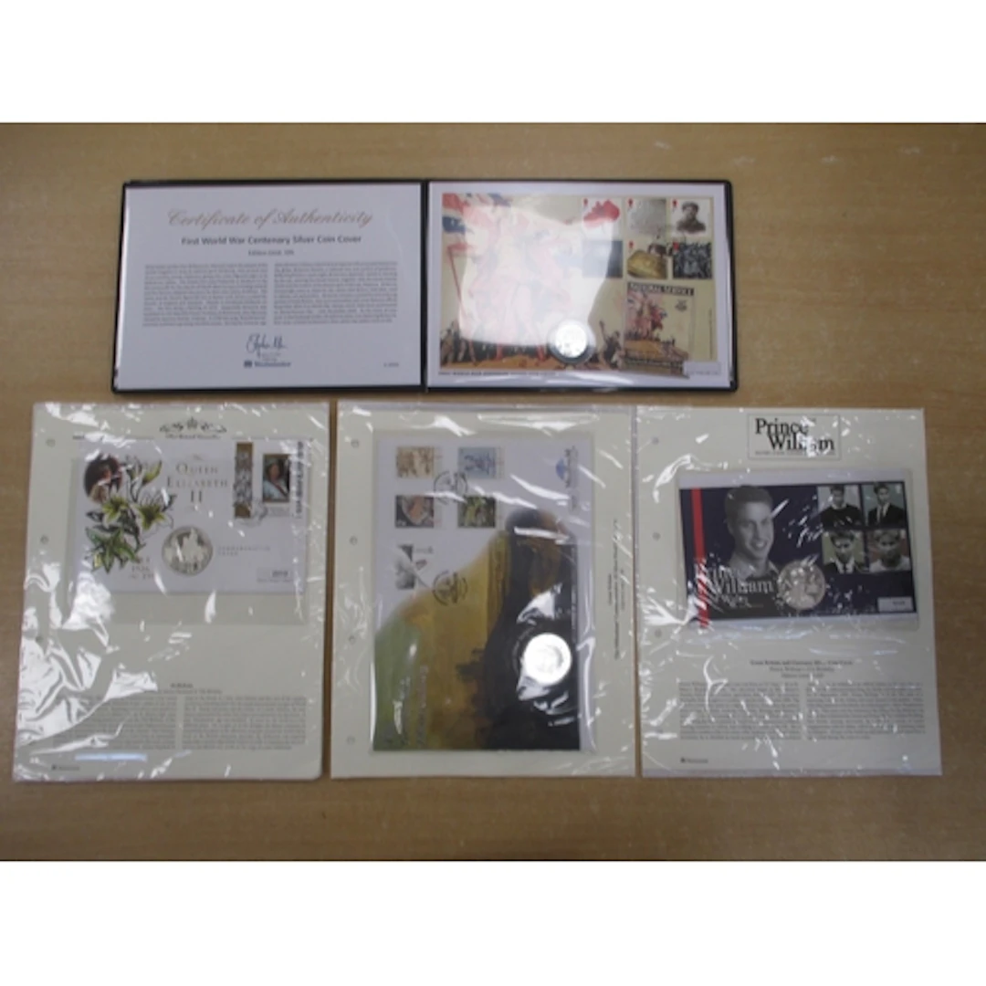 Collection of generally proof FDC silver commemorative coin ...