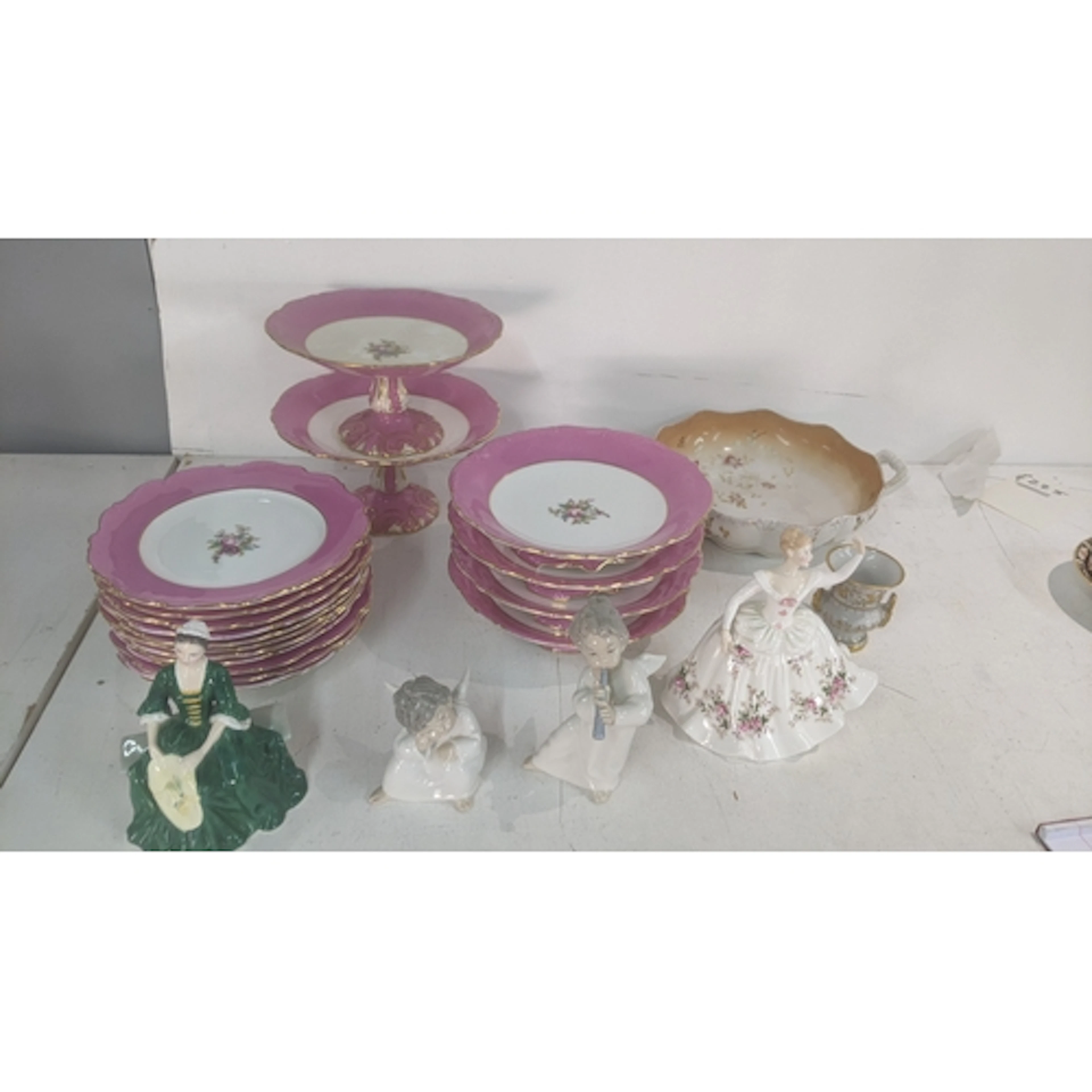 Ceramics to include a late 19th century Coalport pink and wh...