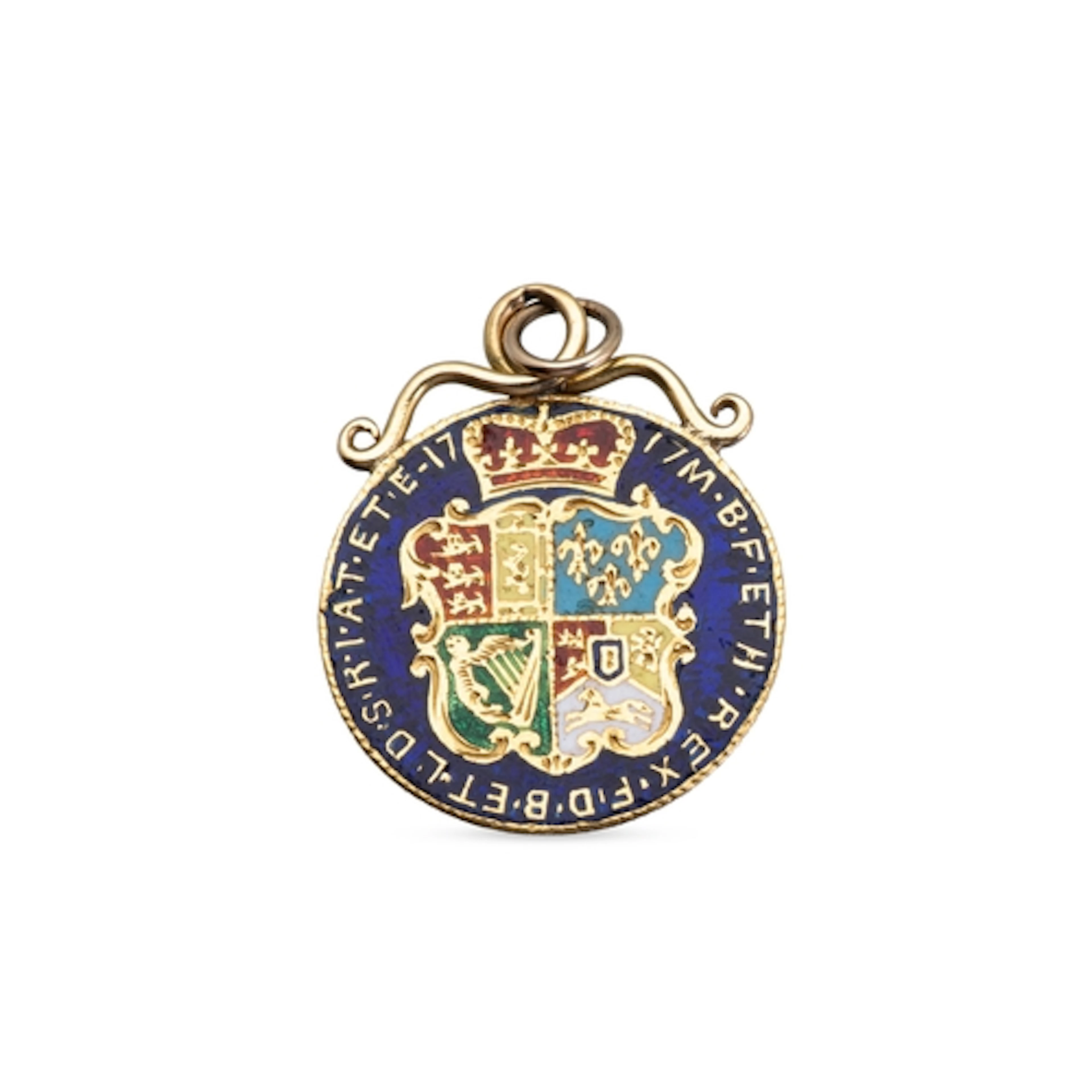 A FULL COLOUR ENAMELLED 22CT GOLD GUINEA ENGLISH COIN 1777 (...
