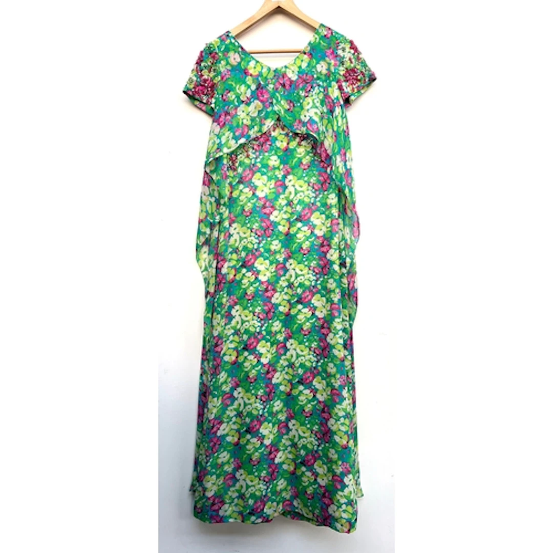An Ian Thomas London green and pink floral print dress with ...