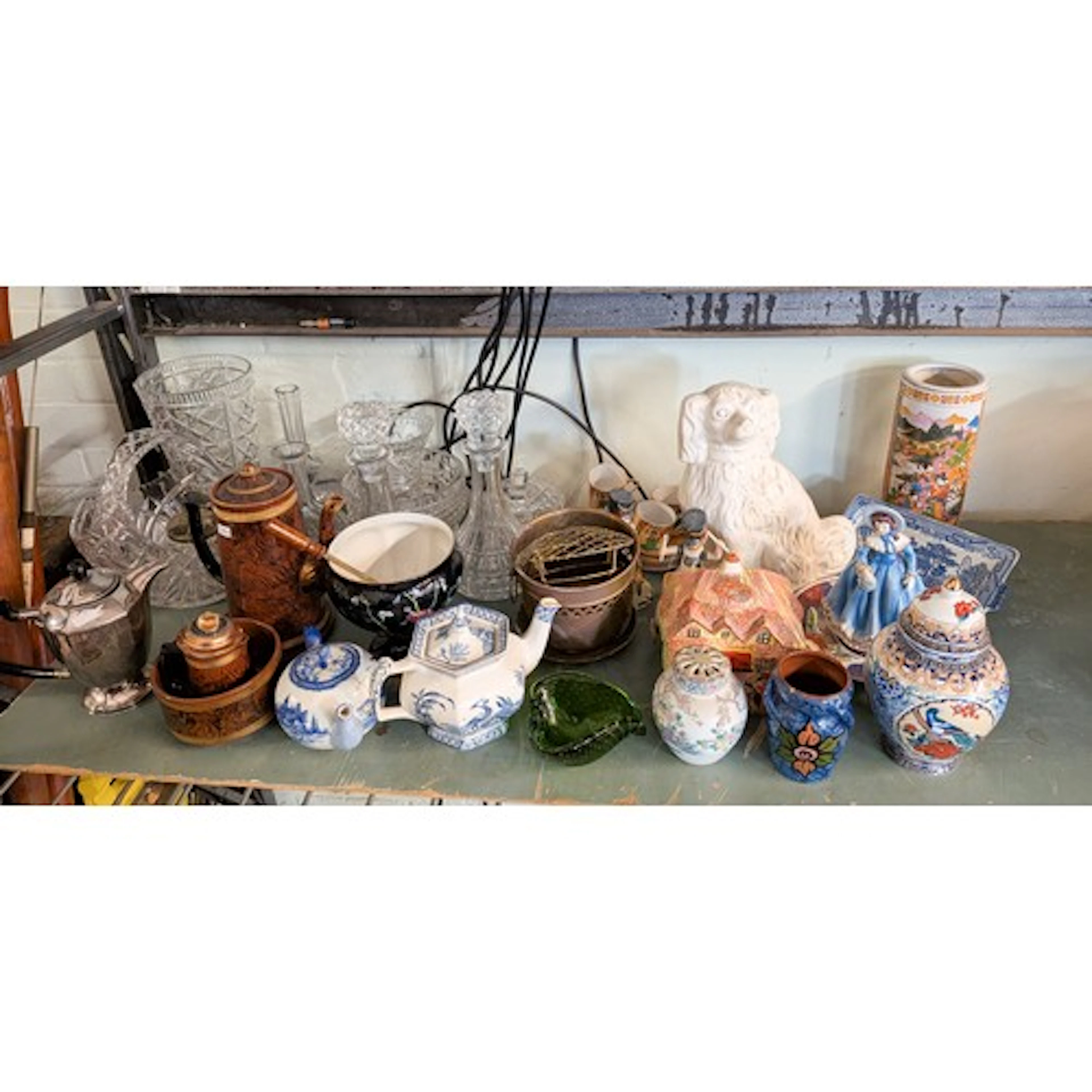 Collectables to include cut glass wares, blue and white teap...